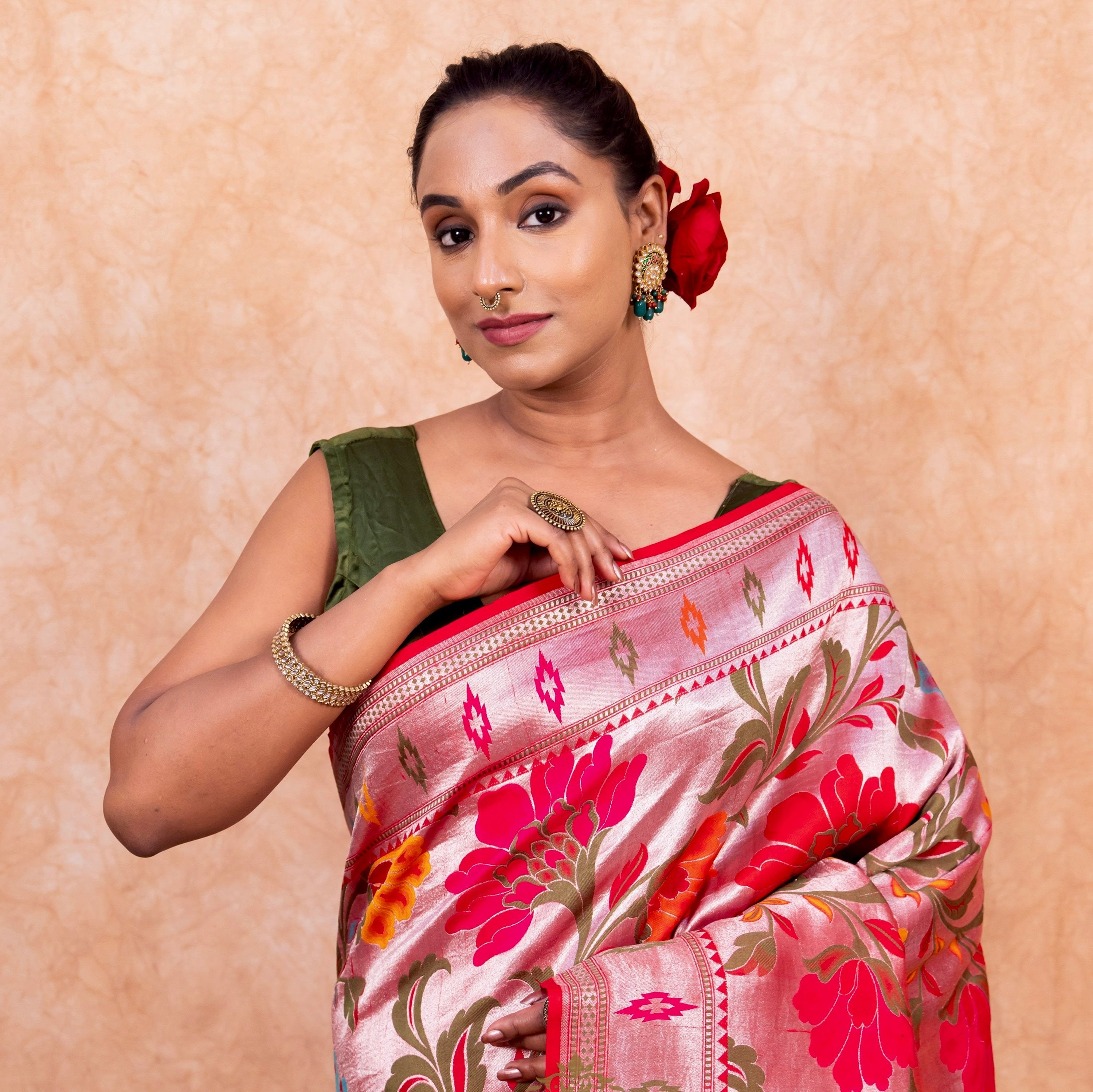 Pure Tussar Georgette Handloom Banarasi Saree - Brocade