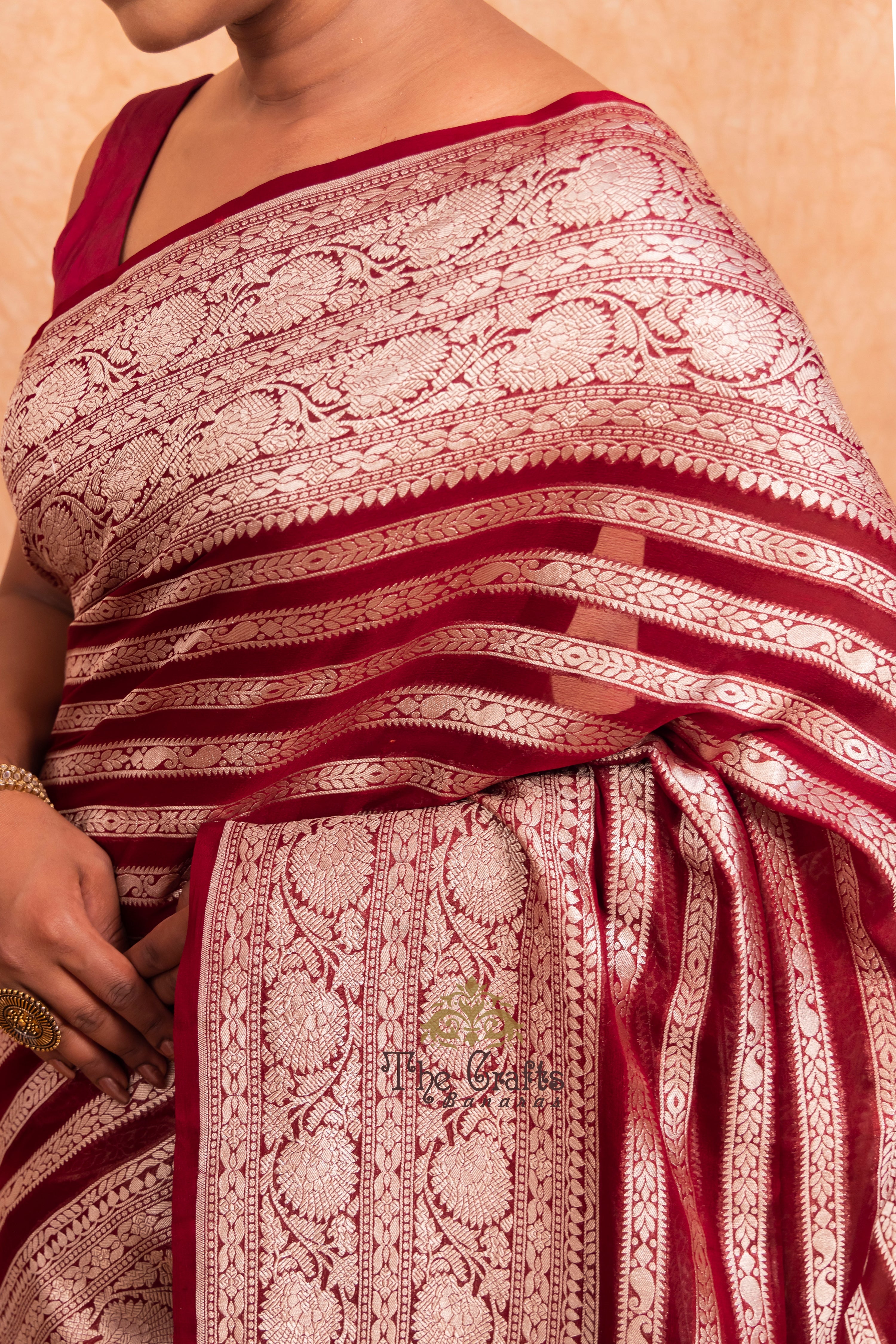 Khaddi Georgette Handloom Banarasi Saree