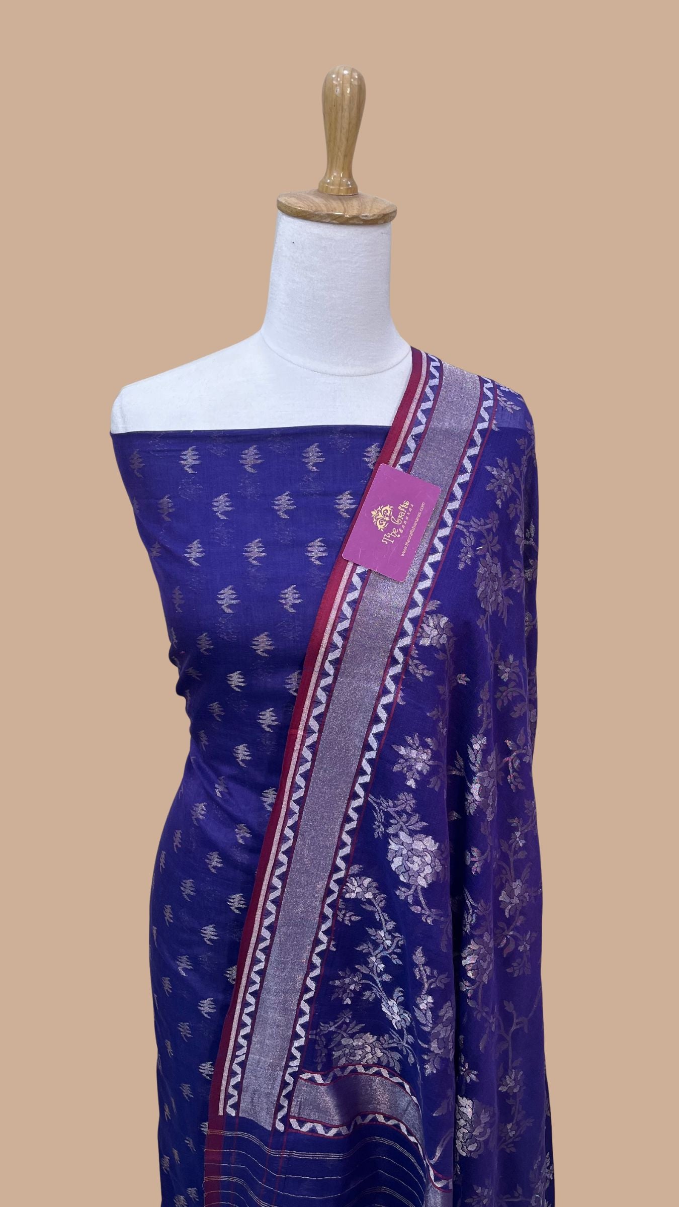 Pure Ektara Cotton Jamdani Banarasi Dress Material