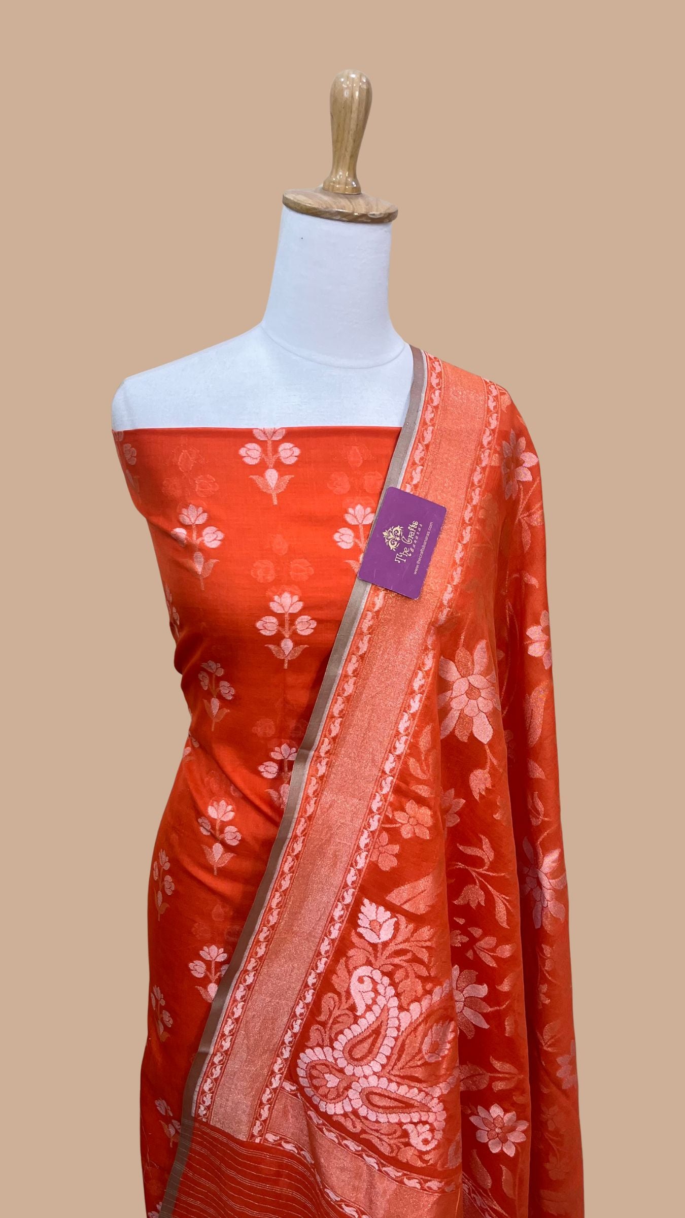 Pure Ektara Cotton Jamdani Banarasi Dress Material