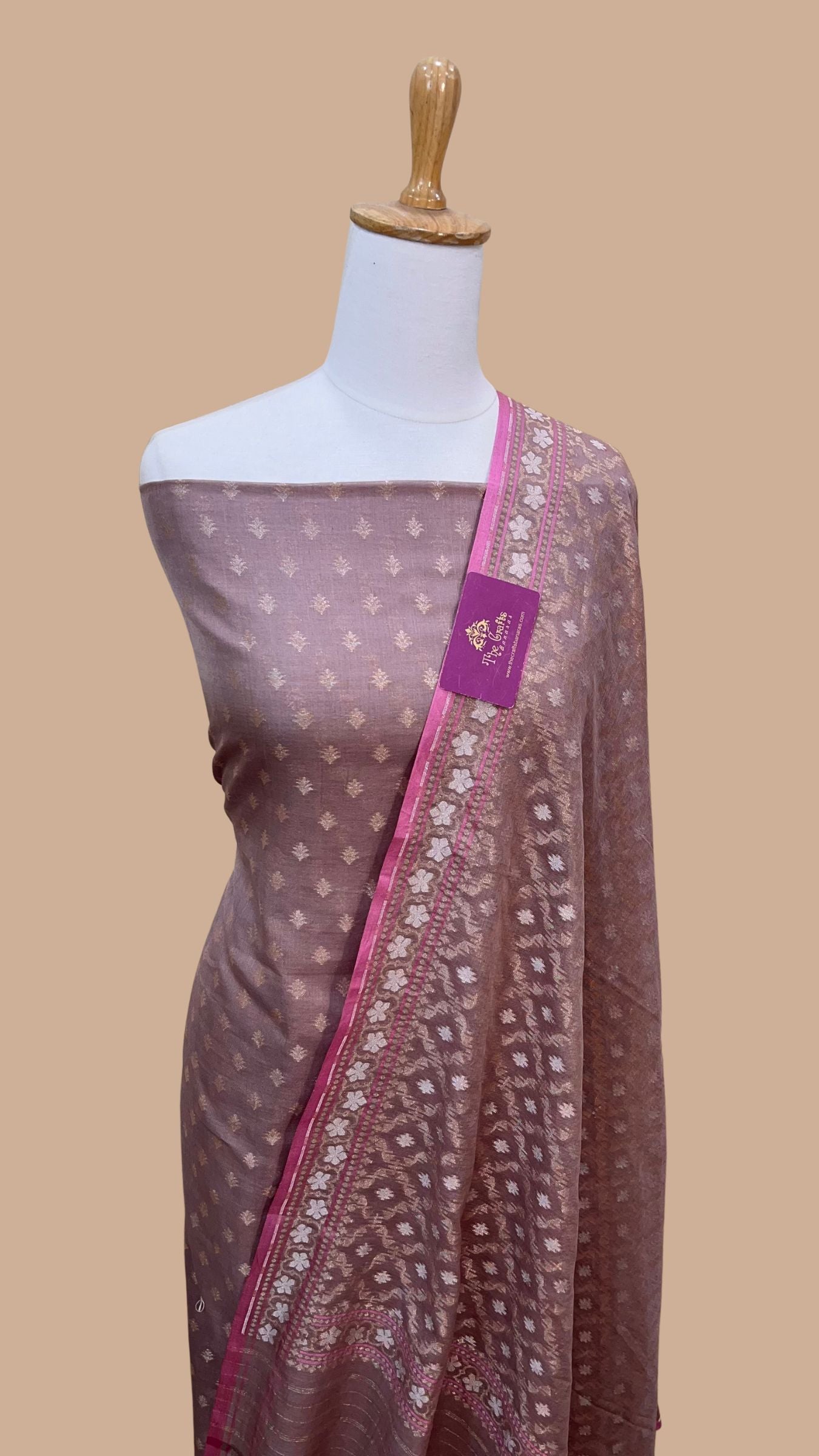 Pure Ektara Cotton Jamdani Banarasi Dress Material