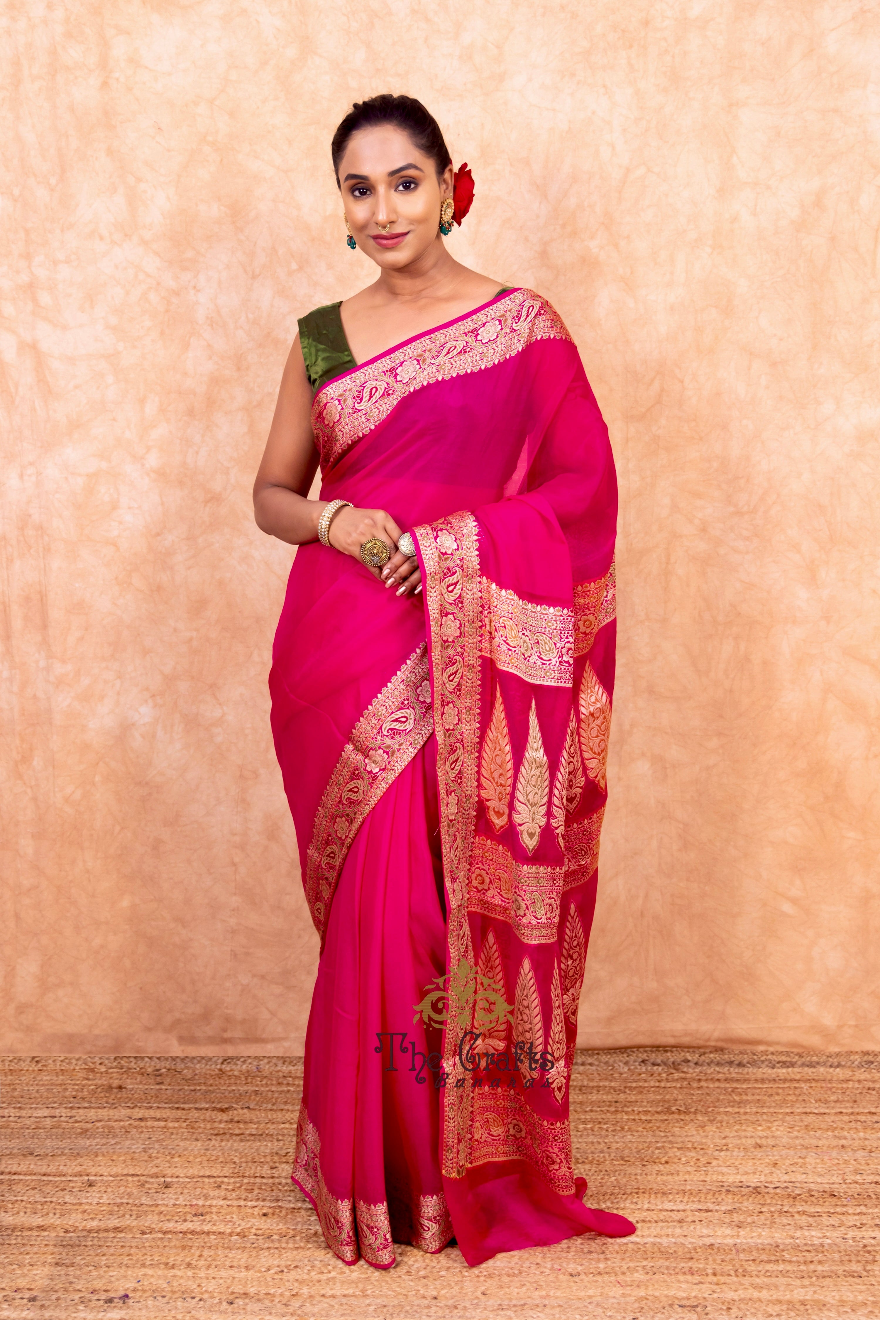 Pure Khaddi Chiffon Banarasi Saree