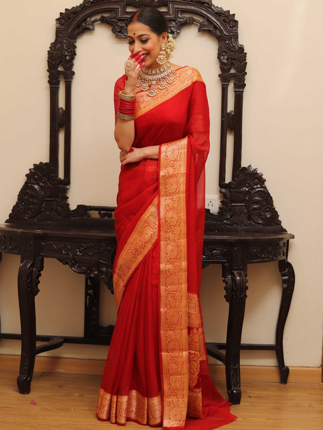 Pure Khaddi Chiffon Banarasi Saree