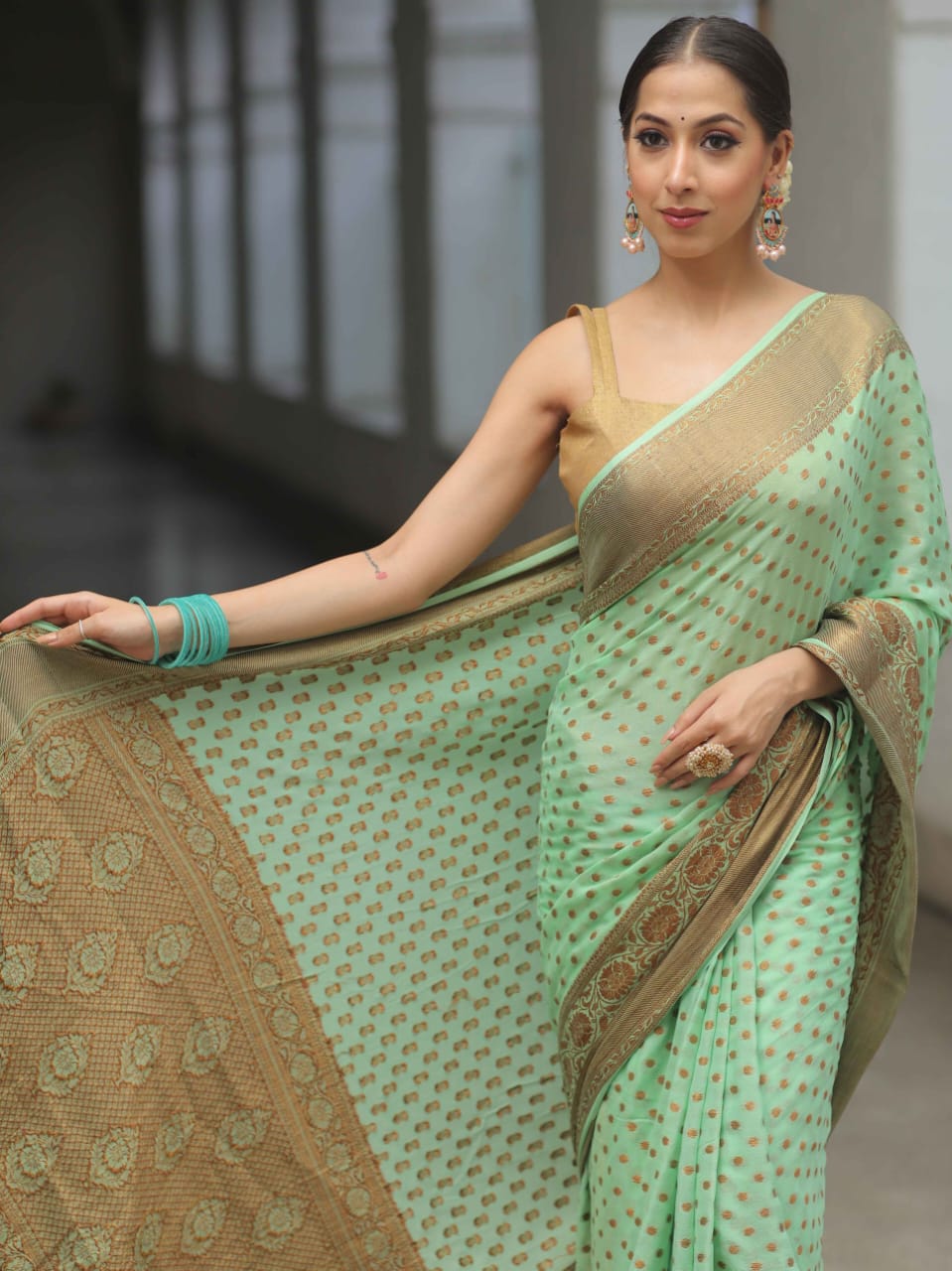 Pure Khaddi Chiffon Banarasi Saree