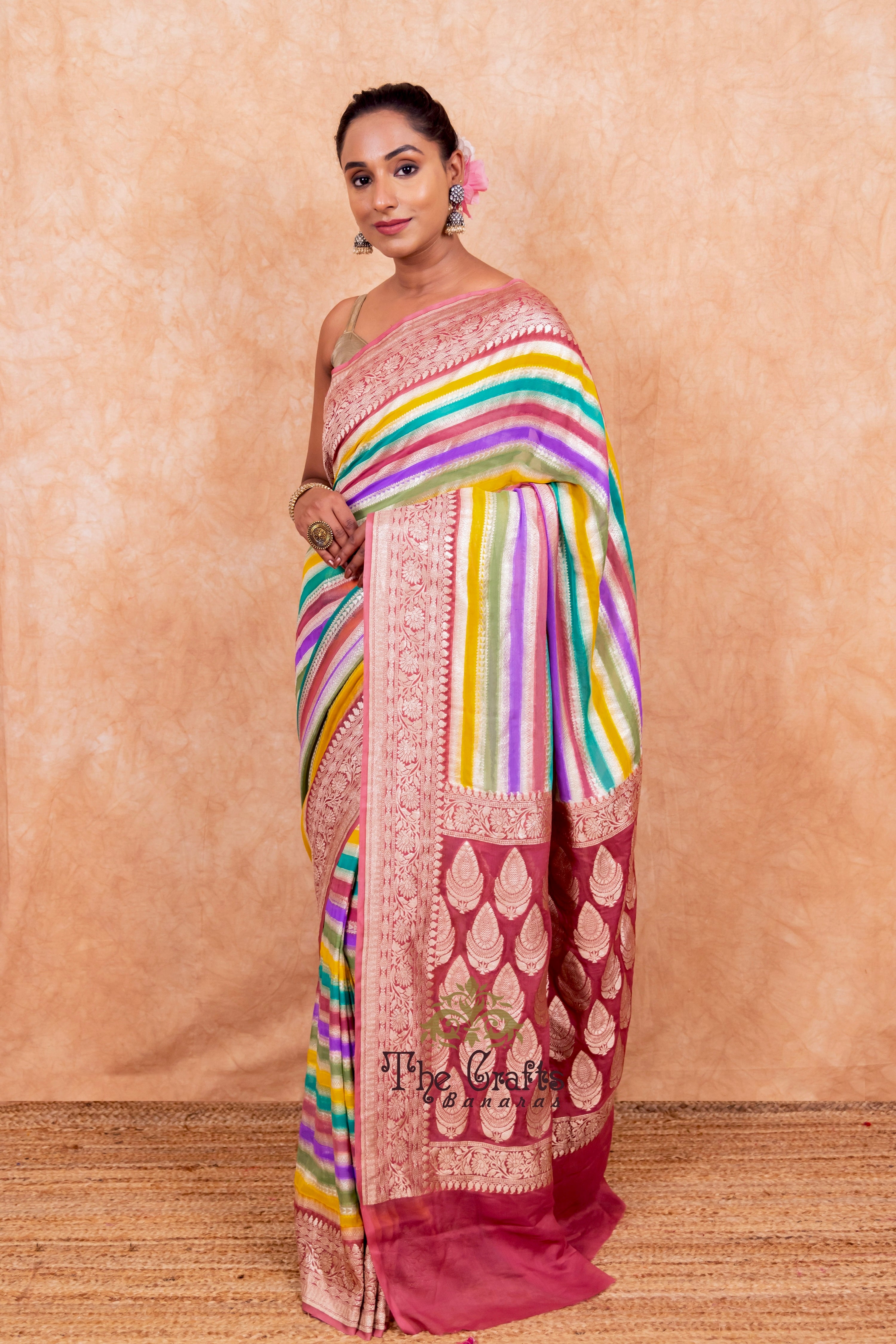 Khaddi Georgette Handloom Banarasi Saree