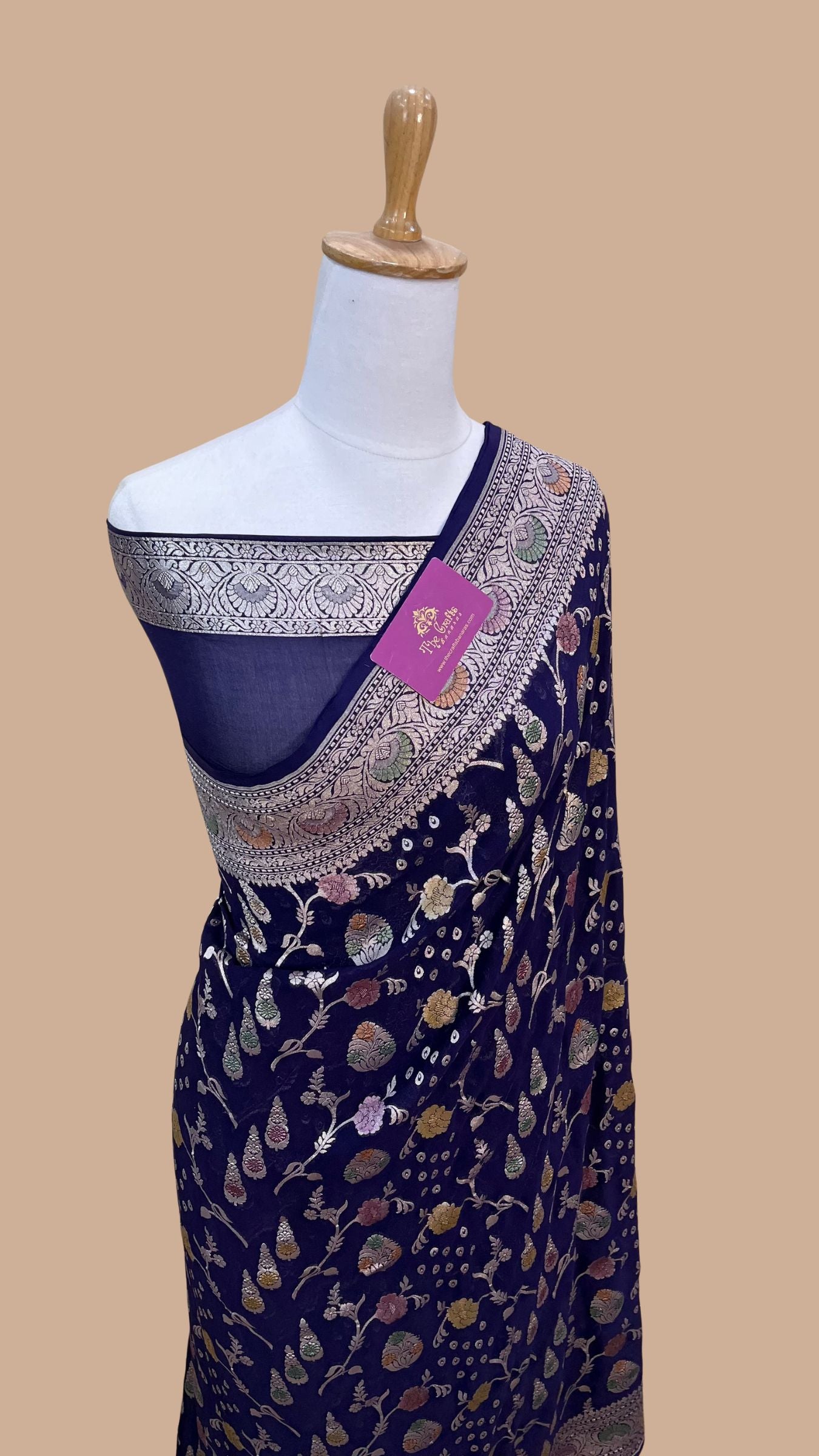 Khaddi Georgette Handloom Banarasi Saree - Water Zari