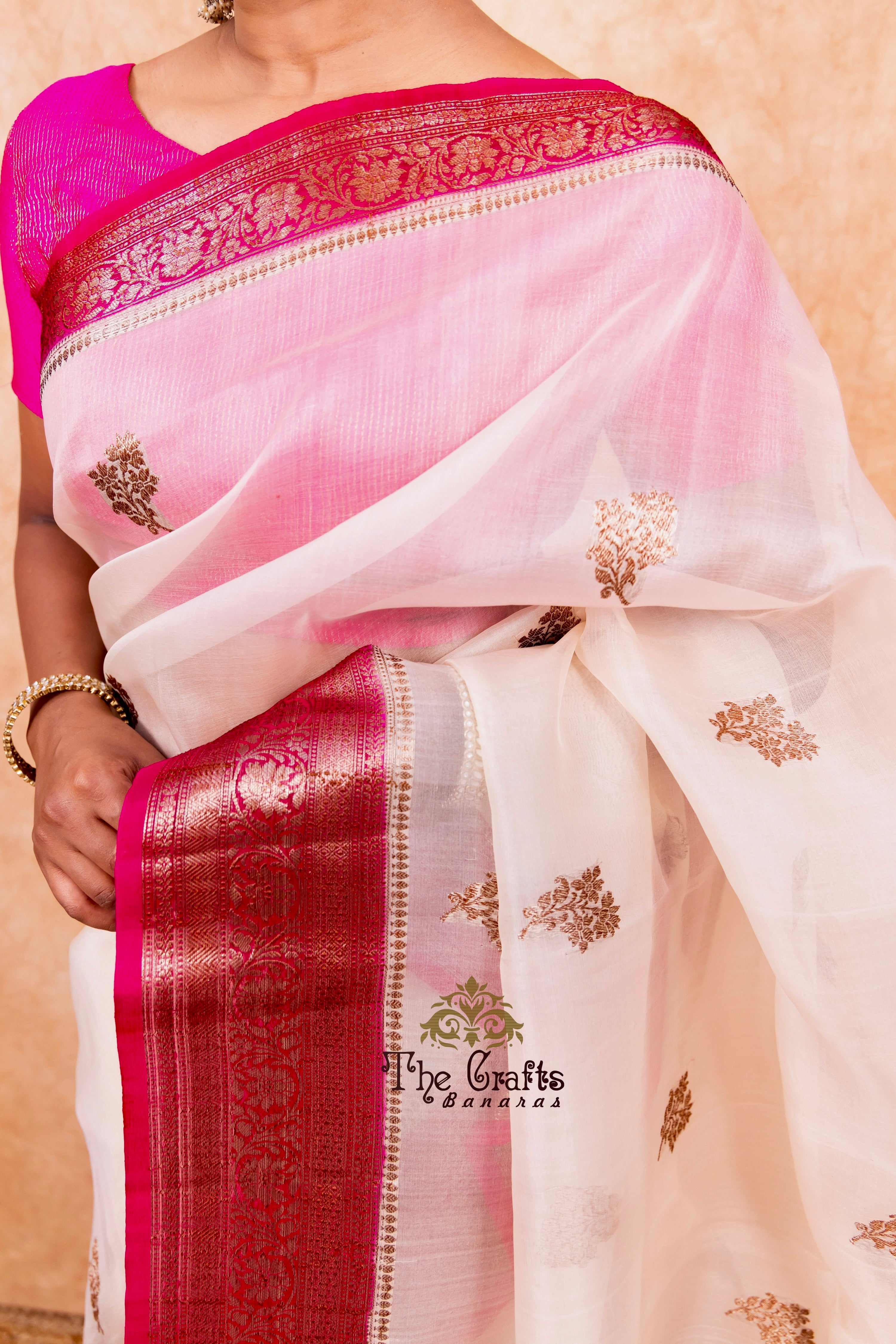 Pure Kora Silk Handloom Banarasi Saree