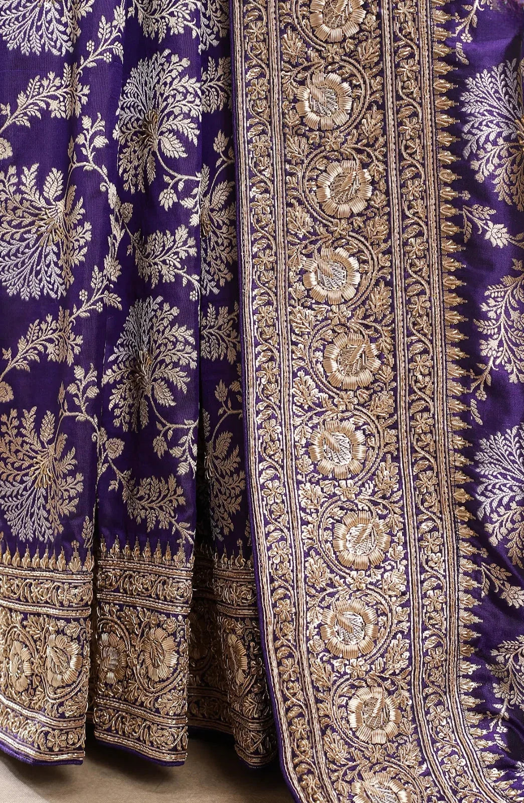 Pure Katan Silk Handloom Banarasi Saree with Gotta Patti Zardozi Handwork