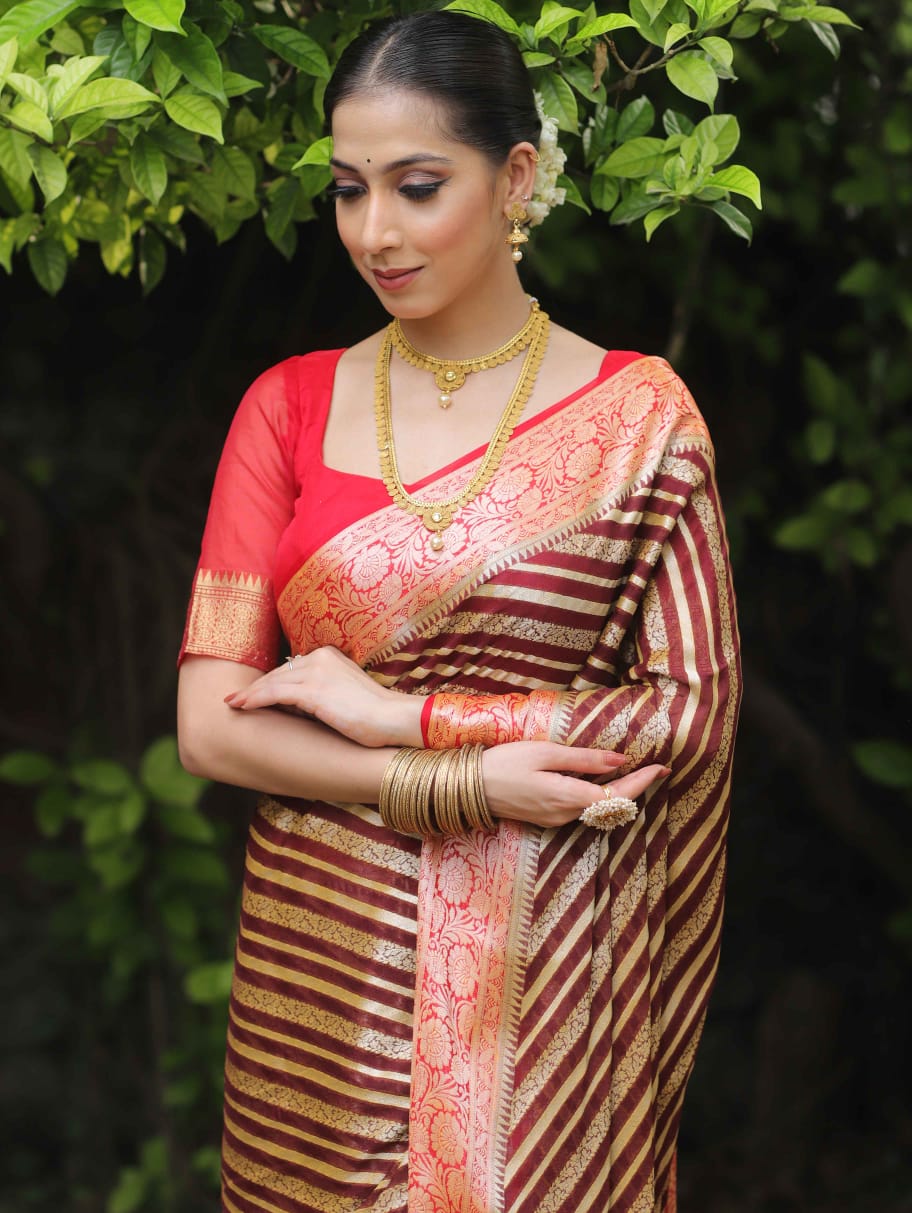 Pure Khaddi Chiffon Banarasi Saree