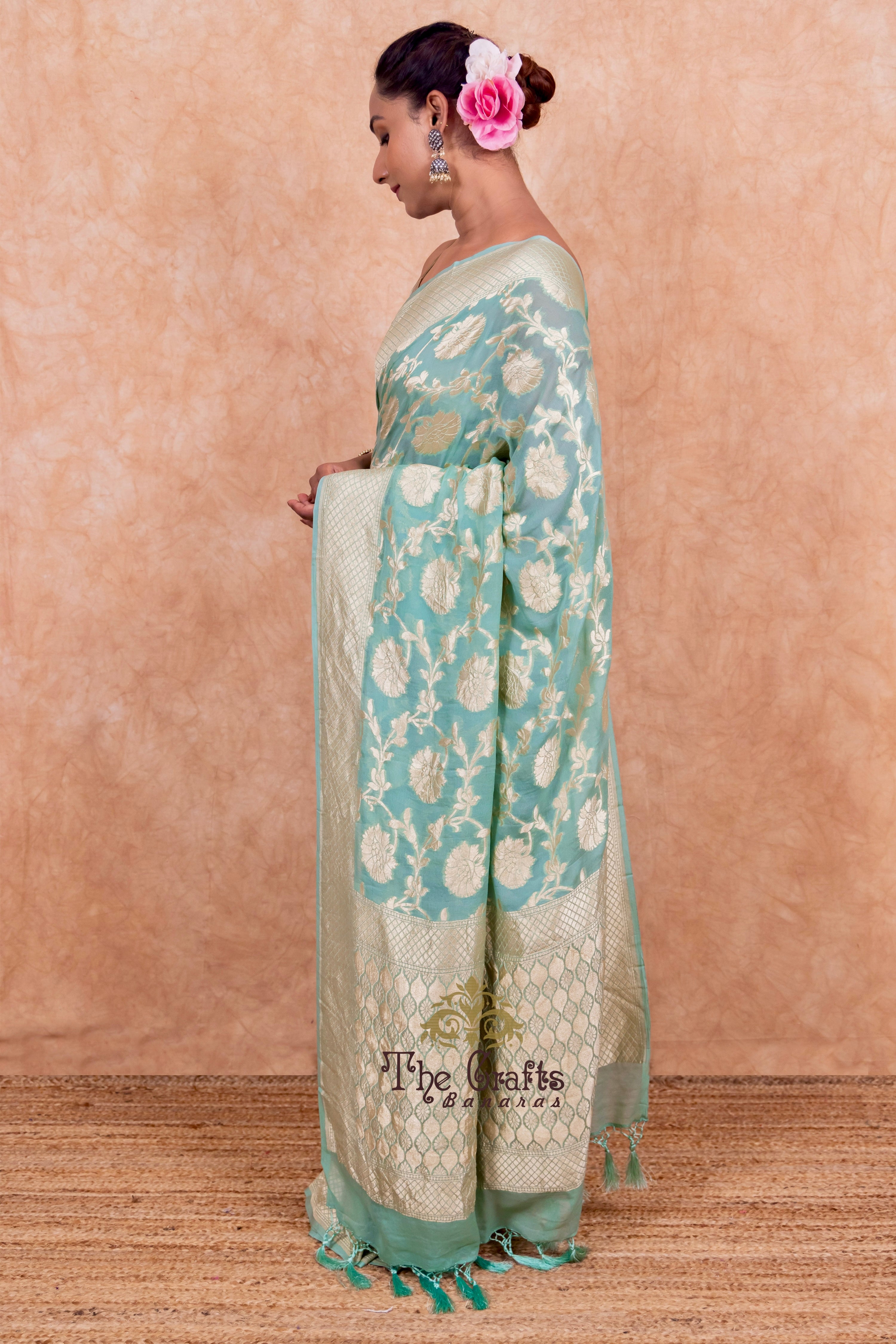 Khaddi Georgette Banarasi Saree - Water Zari