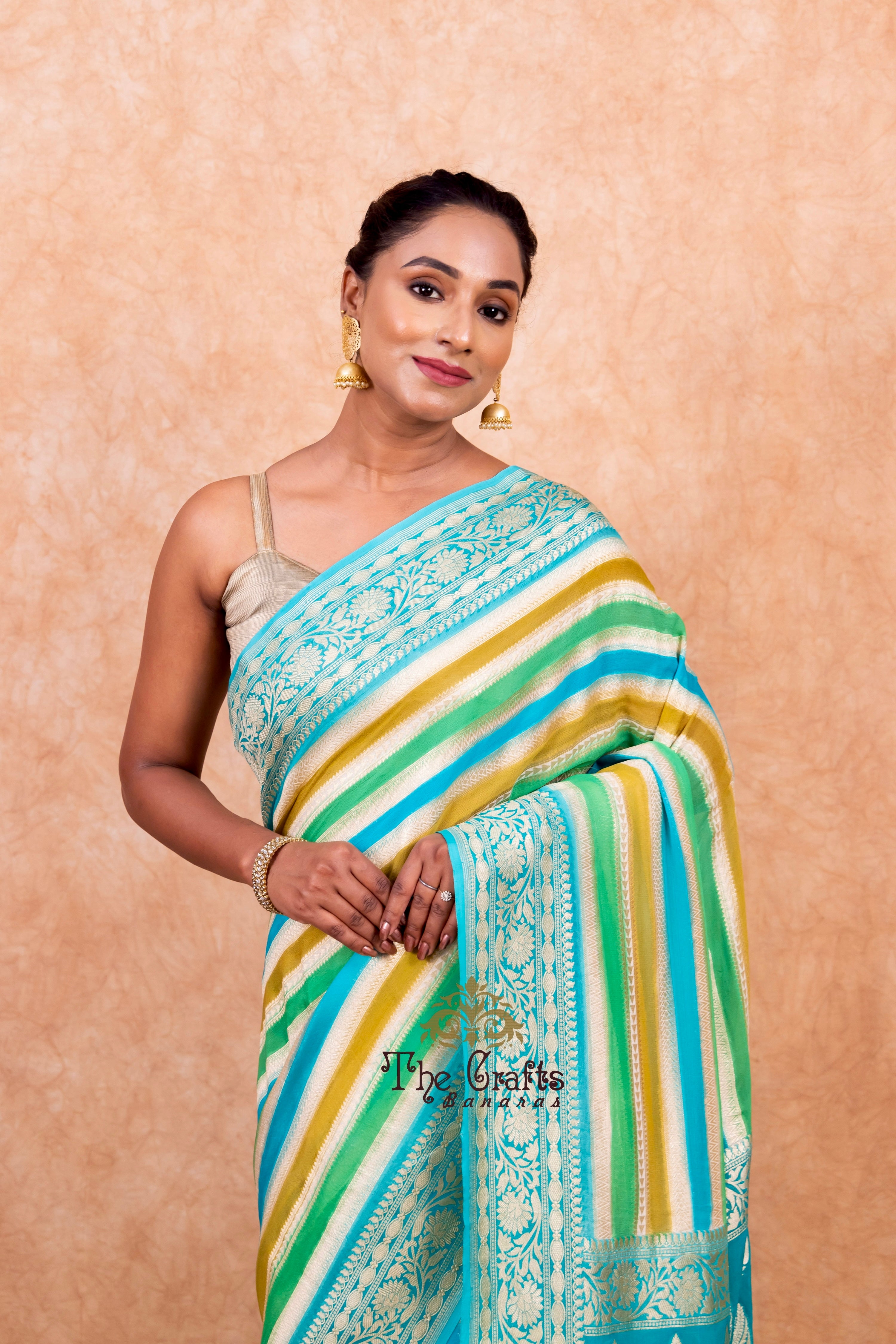 Khaddi Georgette Handloom Banarasi Saree