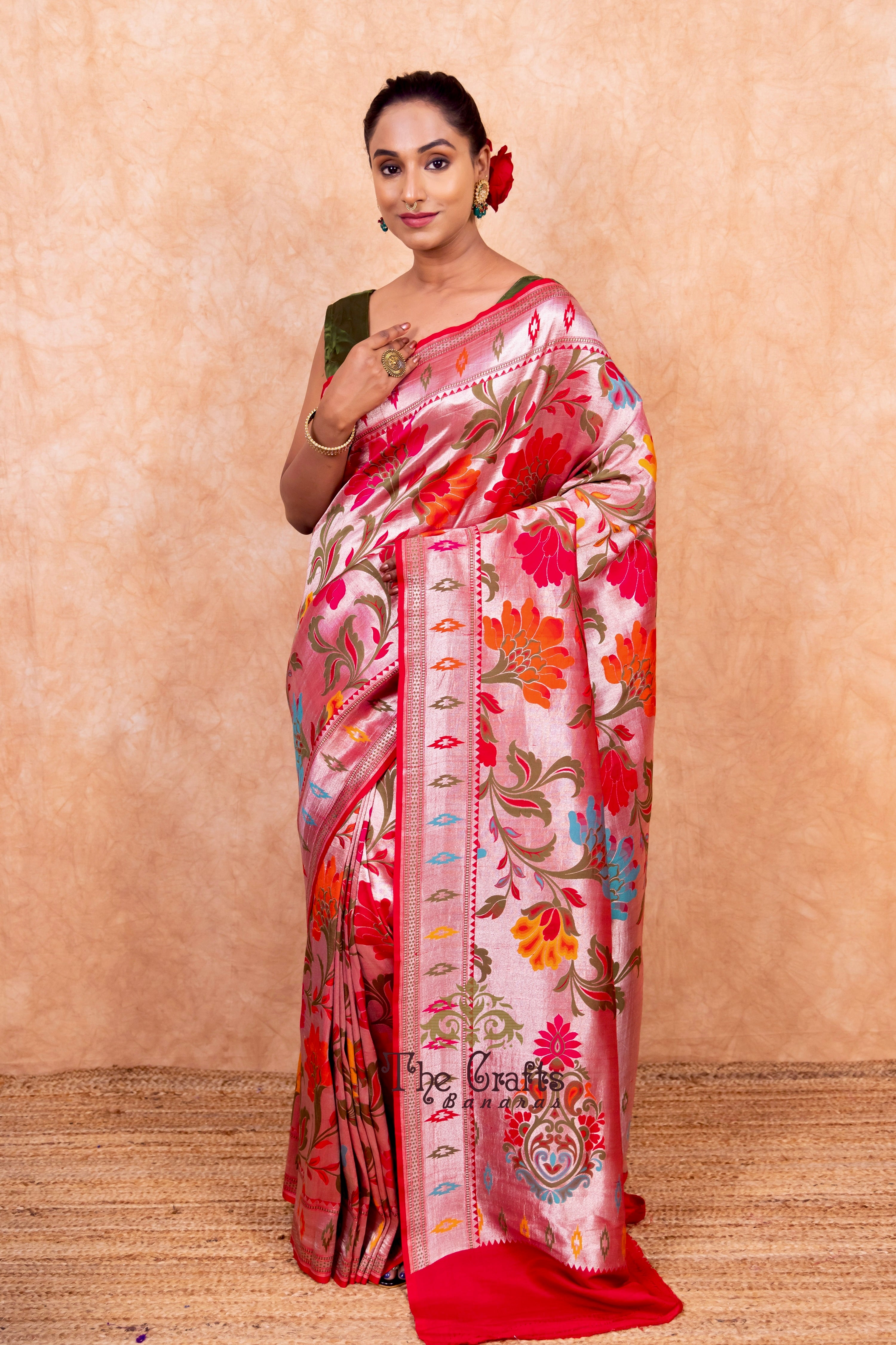 Pure Tussar Georgette Handloom Banarasi Saree - Brocade