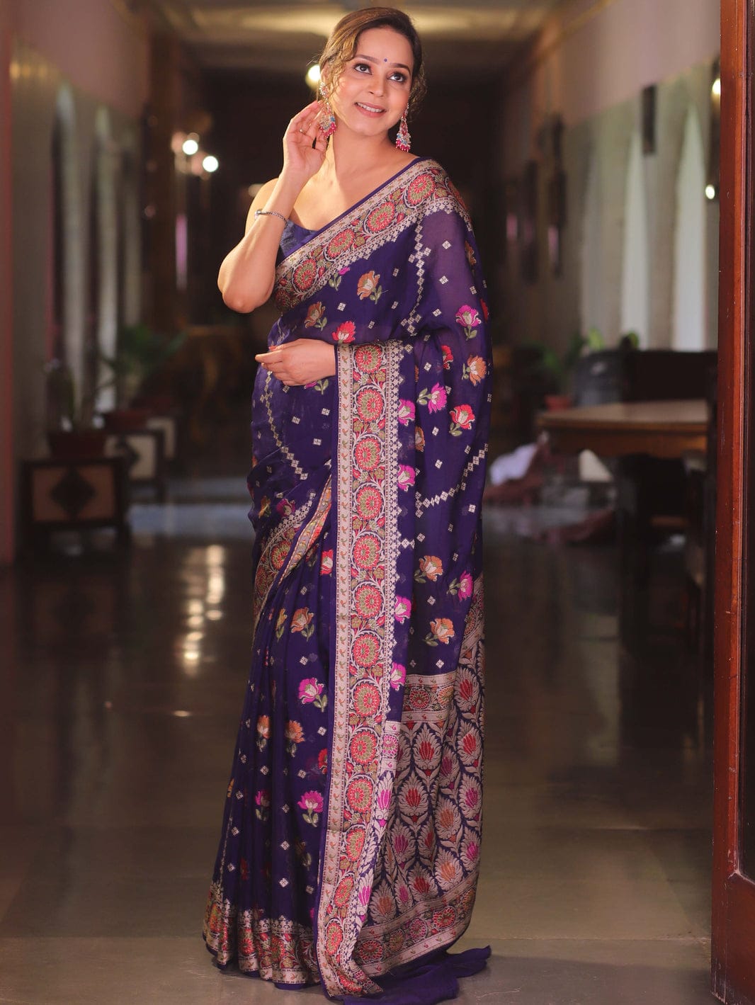 Pure Khaddi Chiffon Banarasi Saree