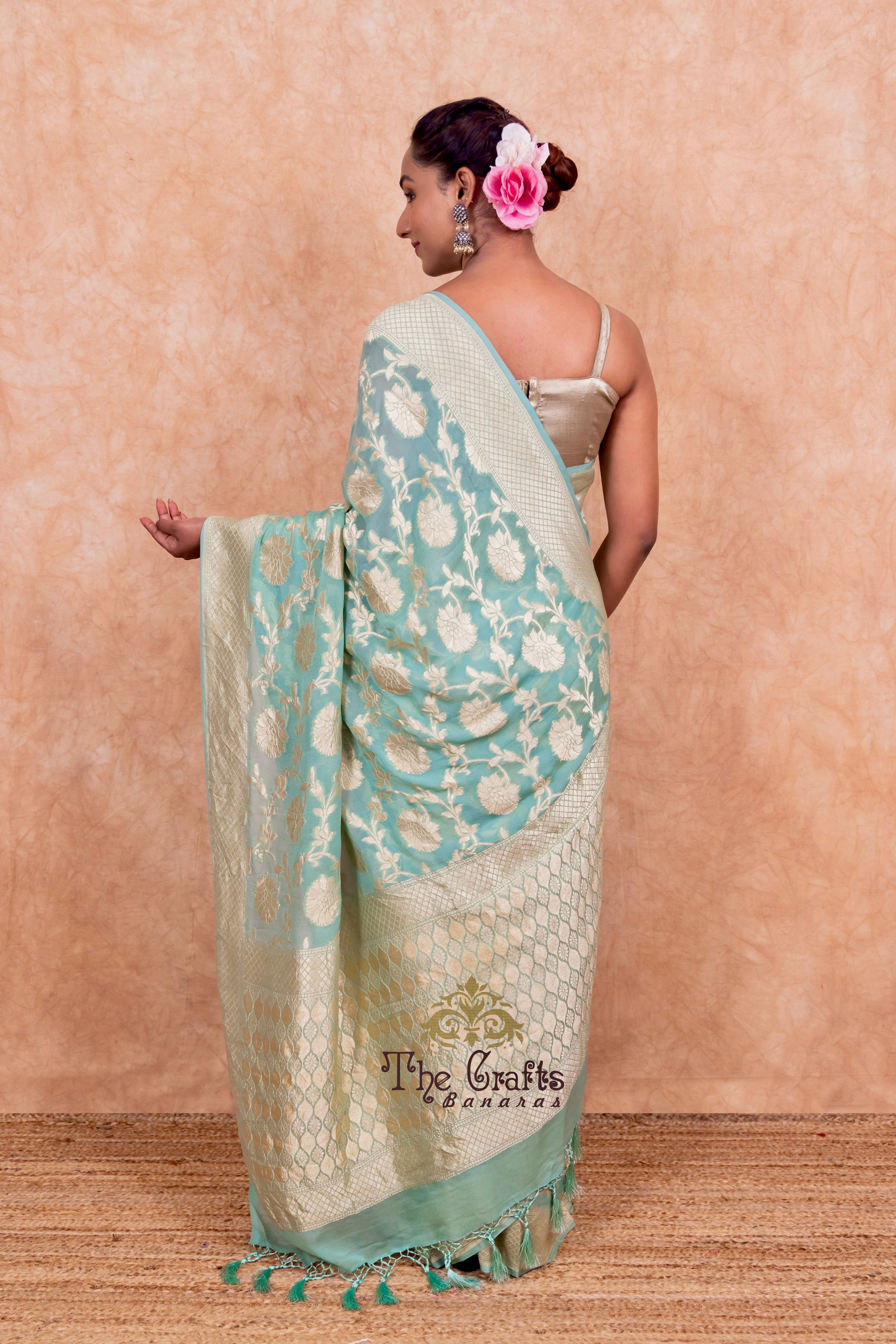 Khaddi Georgette Banarasi Saree - Water Zari