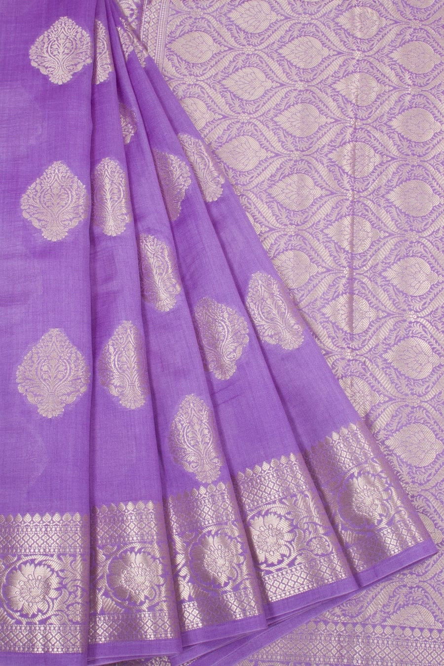 Steel Blue Handloom Banarasi Chiniya Silk Saree | Avishya.com