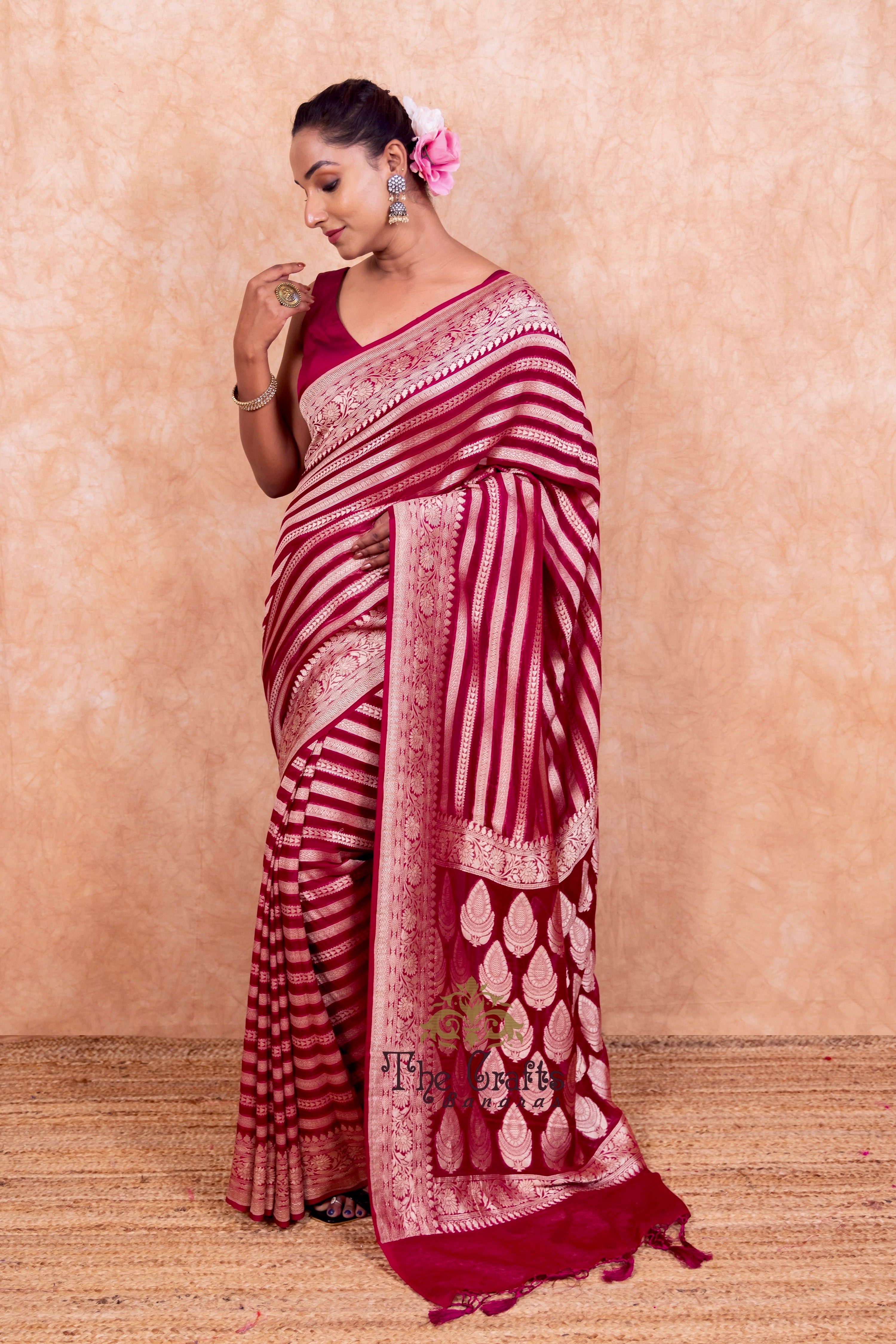 Khaddi Georgette Banarasi Saree - Water Zari