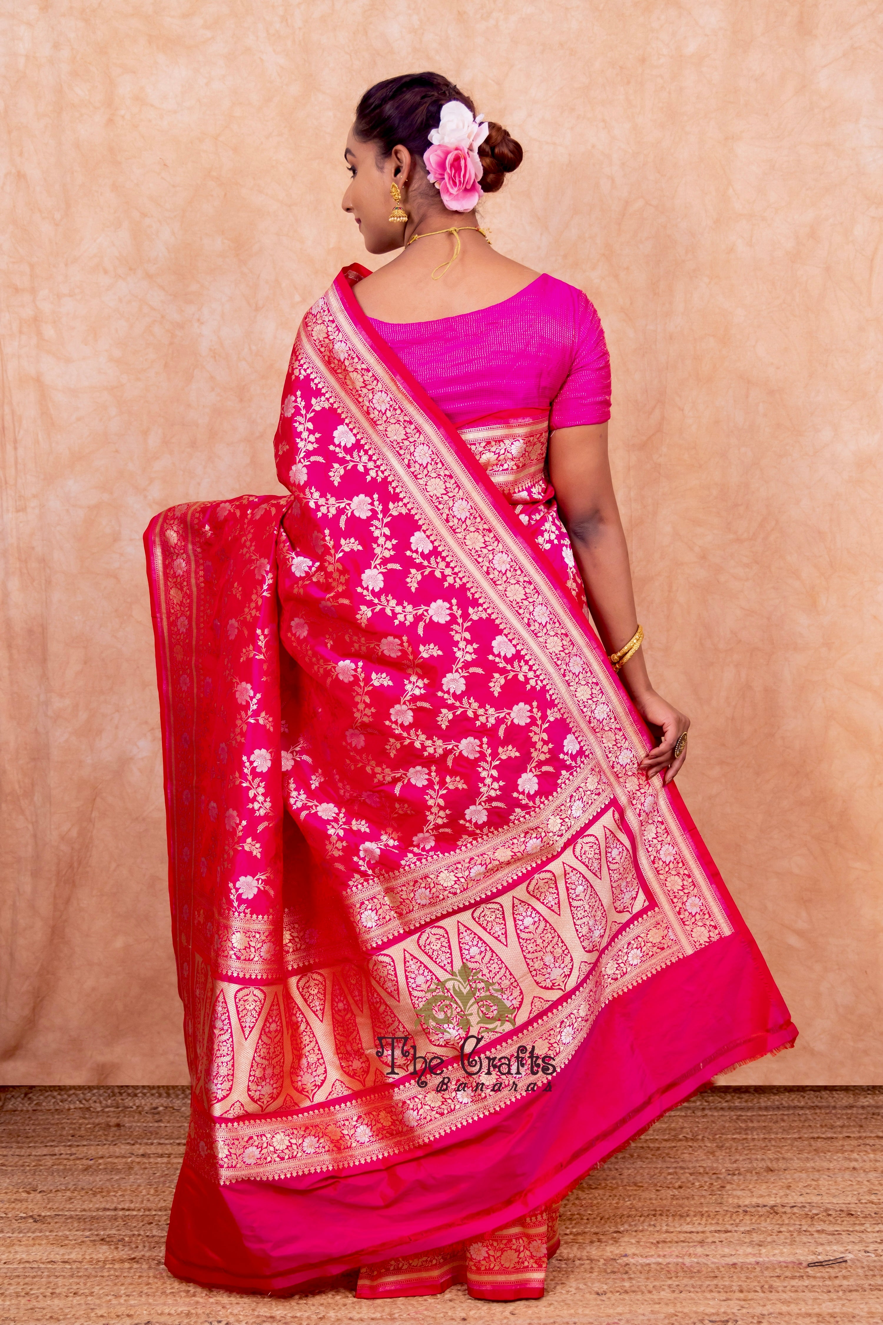 Pure Katan Silk Handloom Banarasi Saree - All over Sona Roopa Jaal work