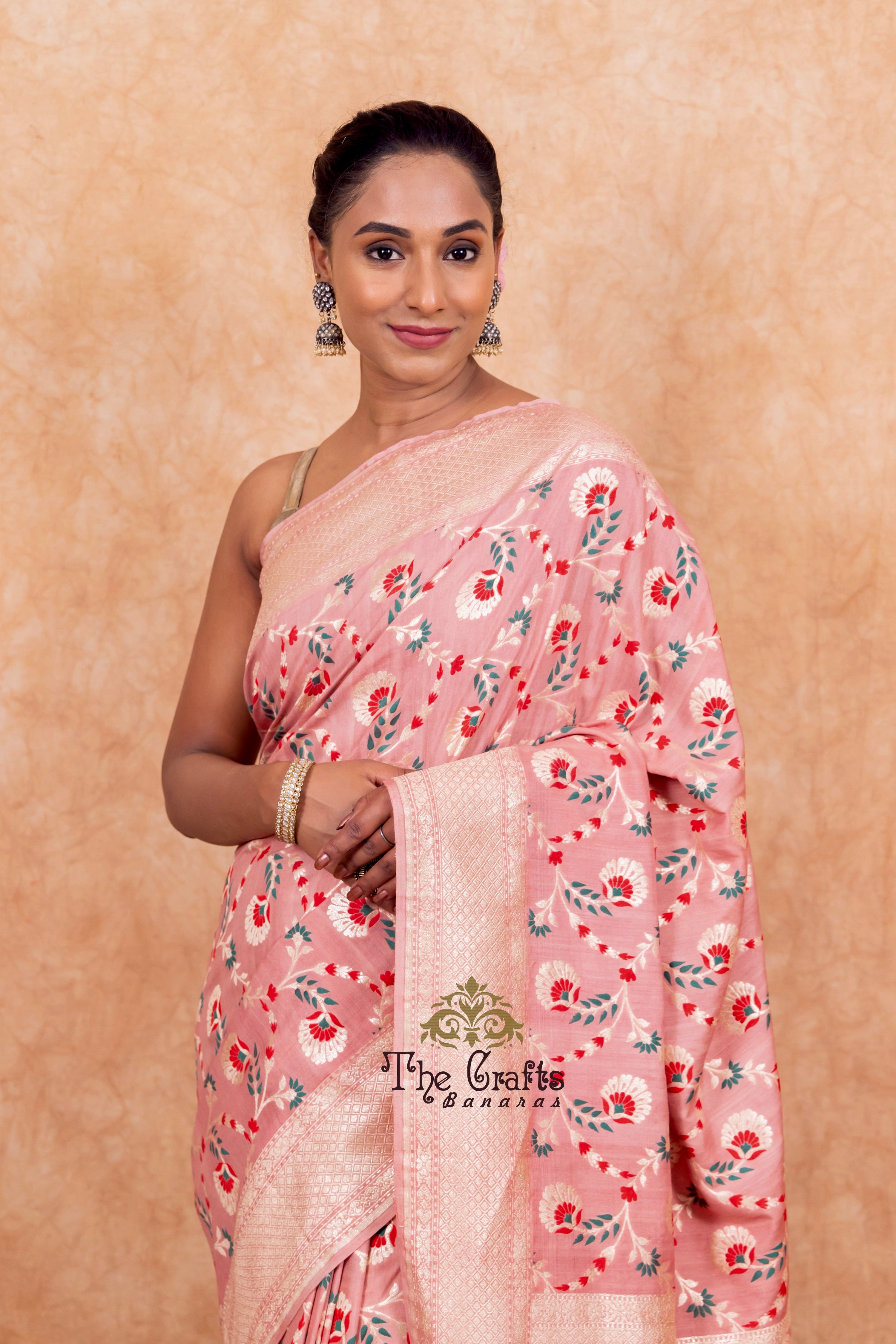 Tussar Georgette Handloom Banarasi Saree - Meenakari