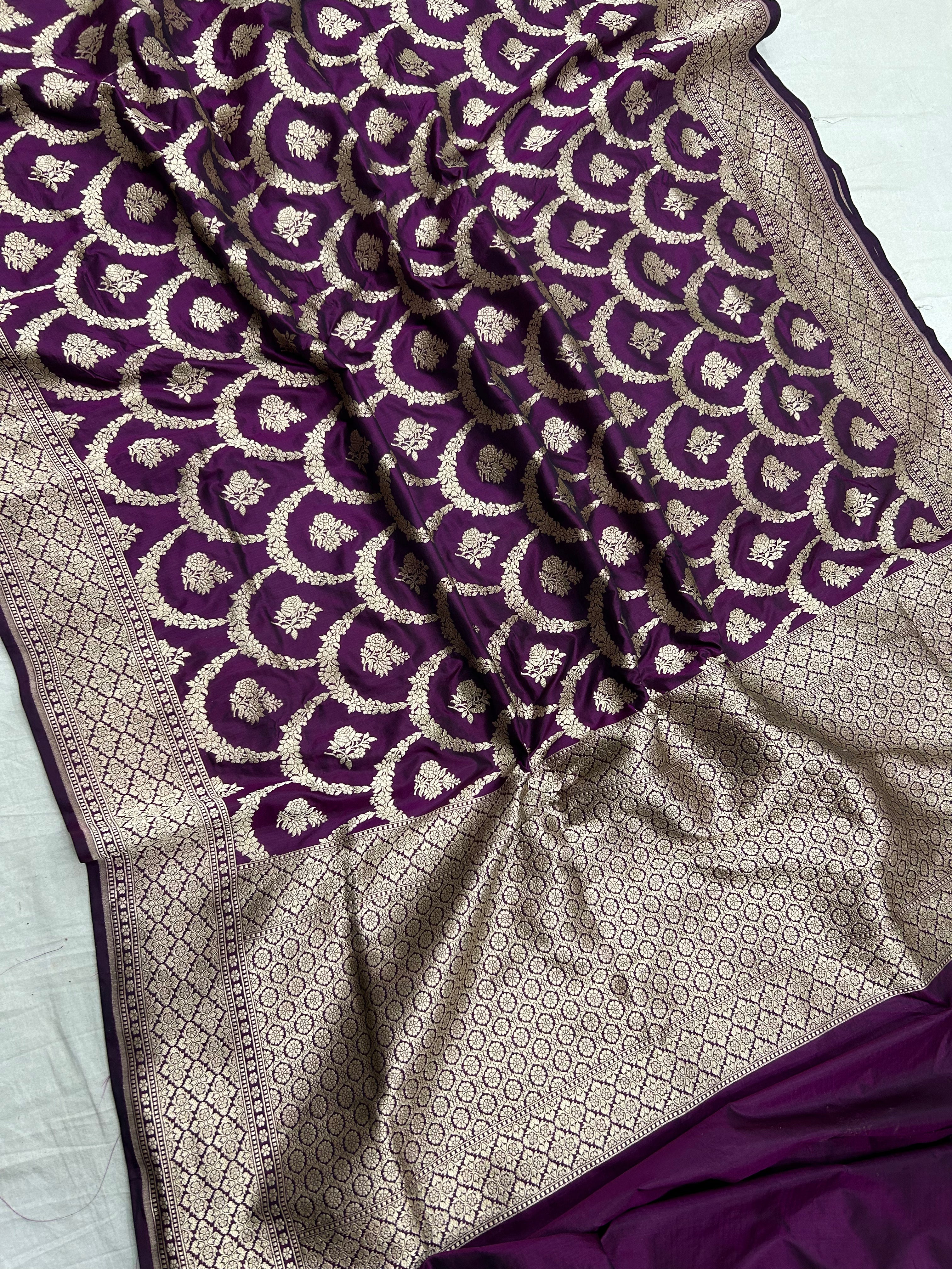 Pure Katan Silk Handloom Banarasi Saree - Jaal work