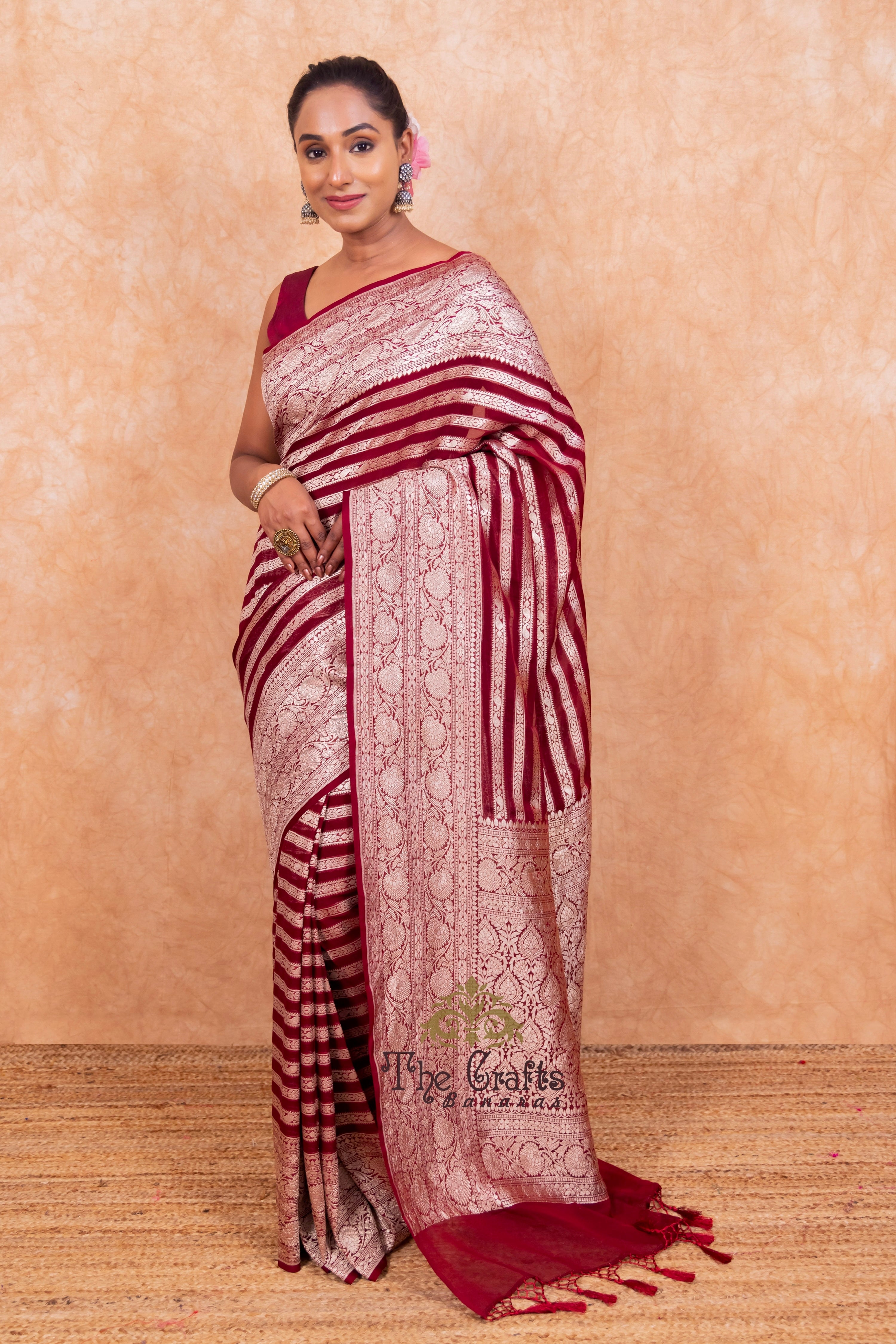 Khaddi Georgette Handloom Banarasi Saree