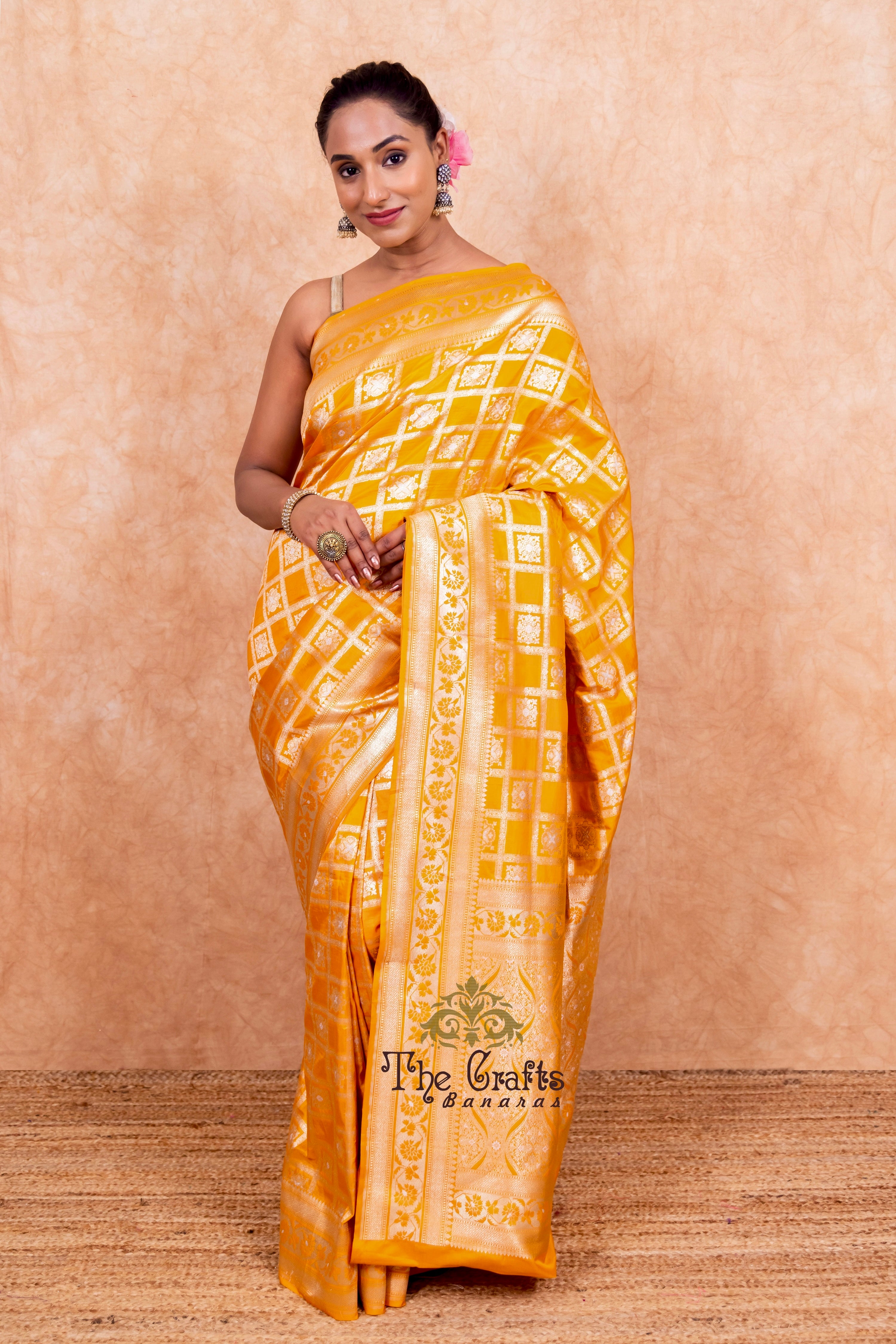 Pure Katan Silk Handloom Banarasi Saree - All over Sona Roopa Jaal work