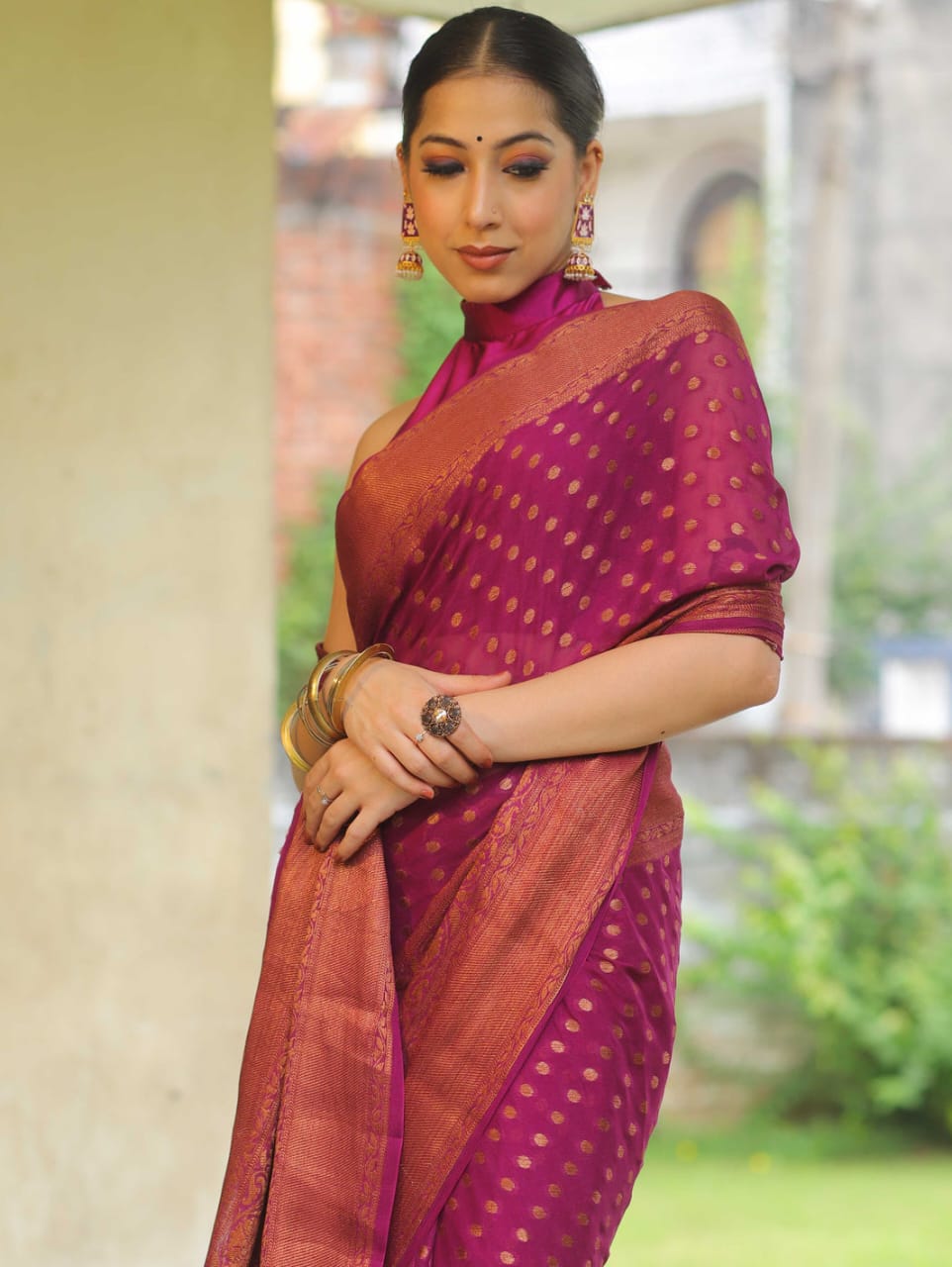 Pure Khaddi Chiffon Banarasi Saree