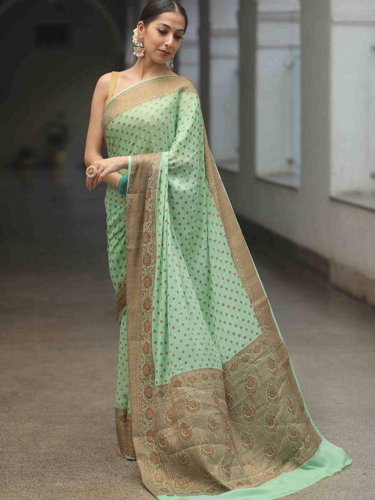 Pure Khaddi Chiffon Banarasi Saree