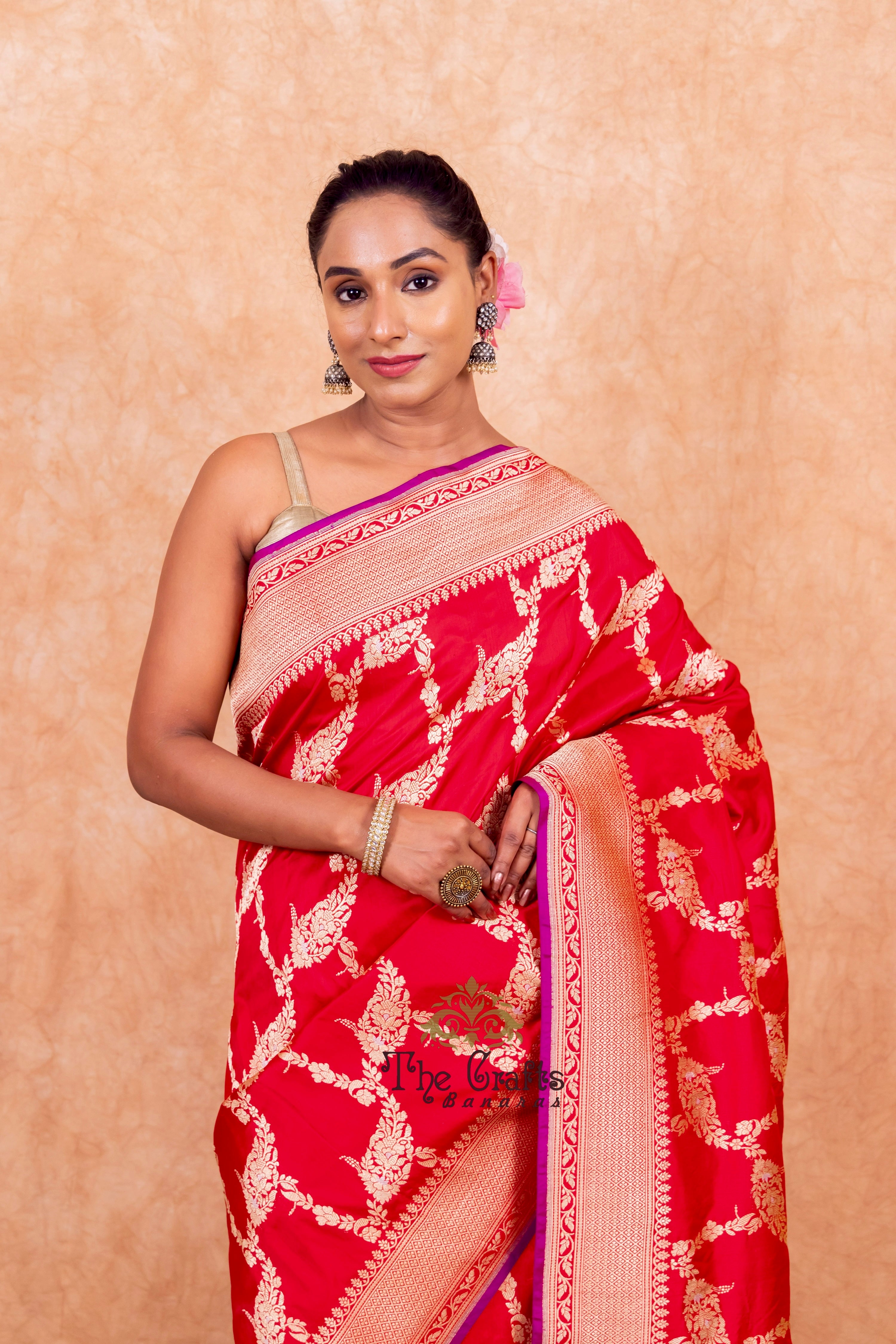 Pure Katan Silk Handloom Banarasi Saree - Kadhua jangla with sona roopa motifs