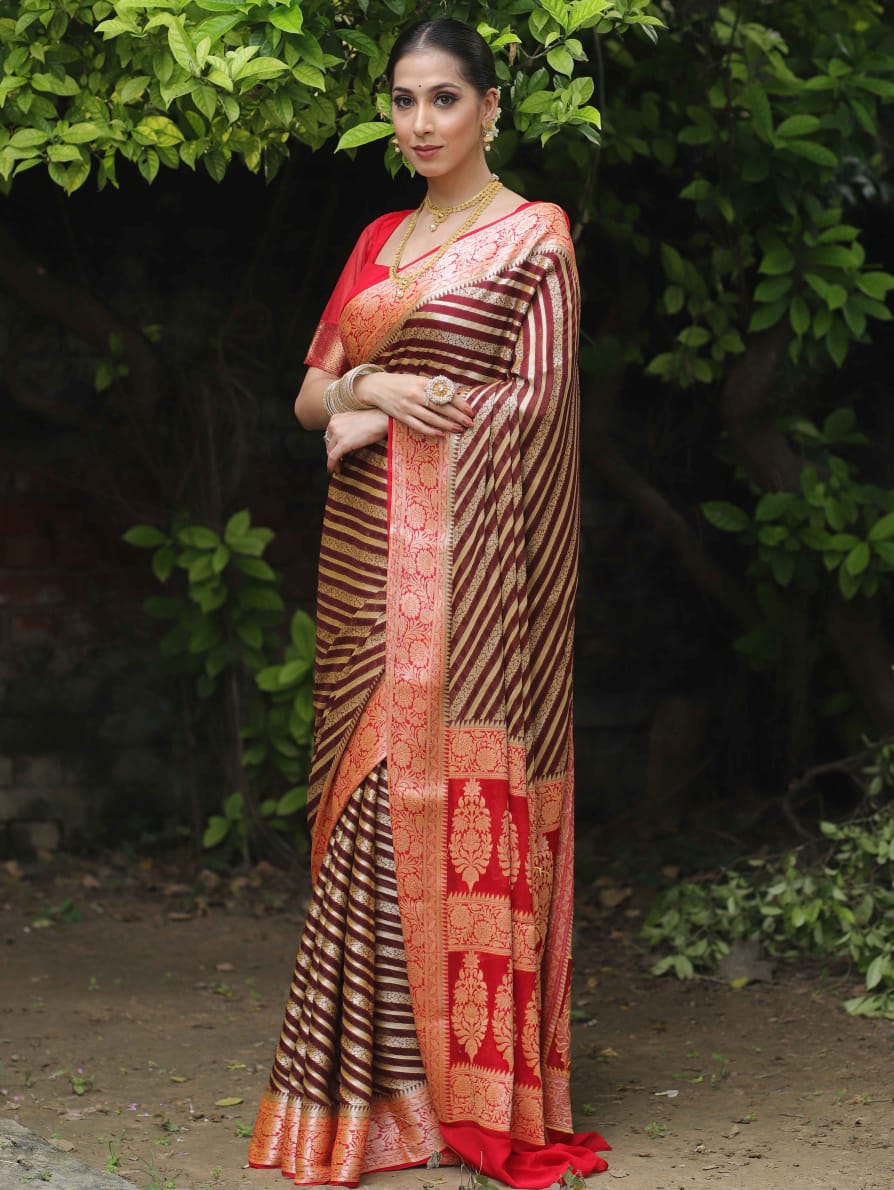 Pure Khaddi Chiffon Banarasi Saree