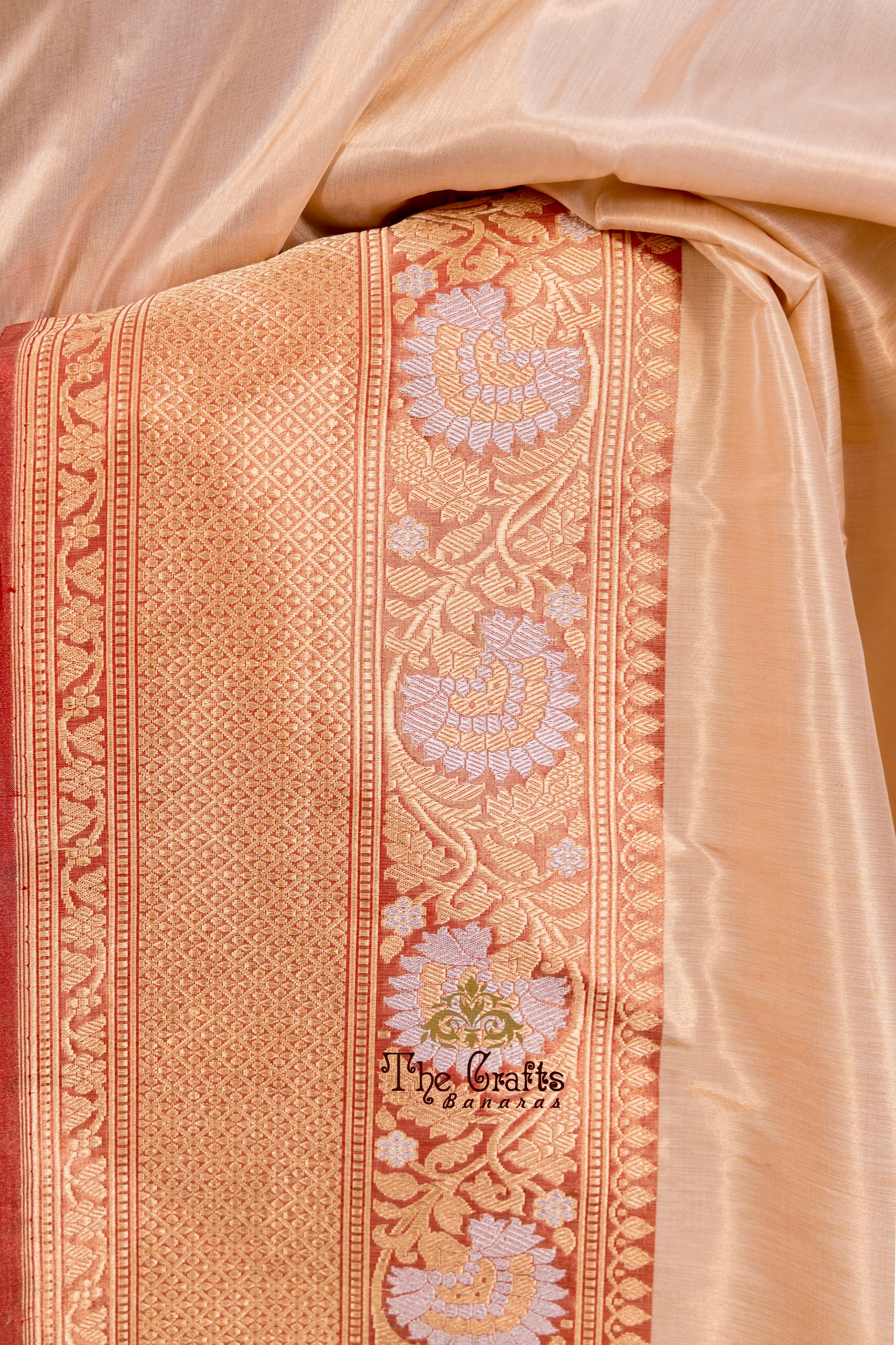 Pure Tissue Silk Handloom Banarasi Saree with kadhua sona roopa border