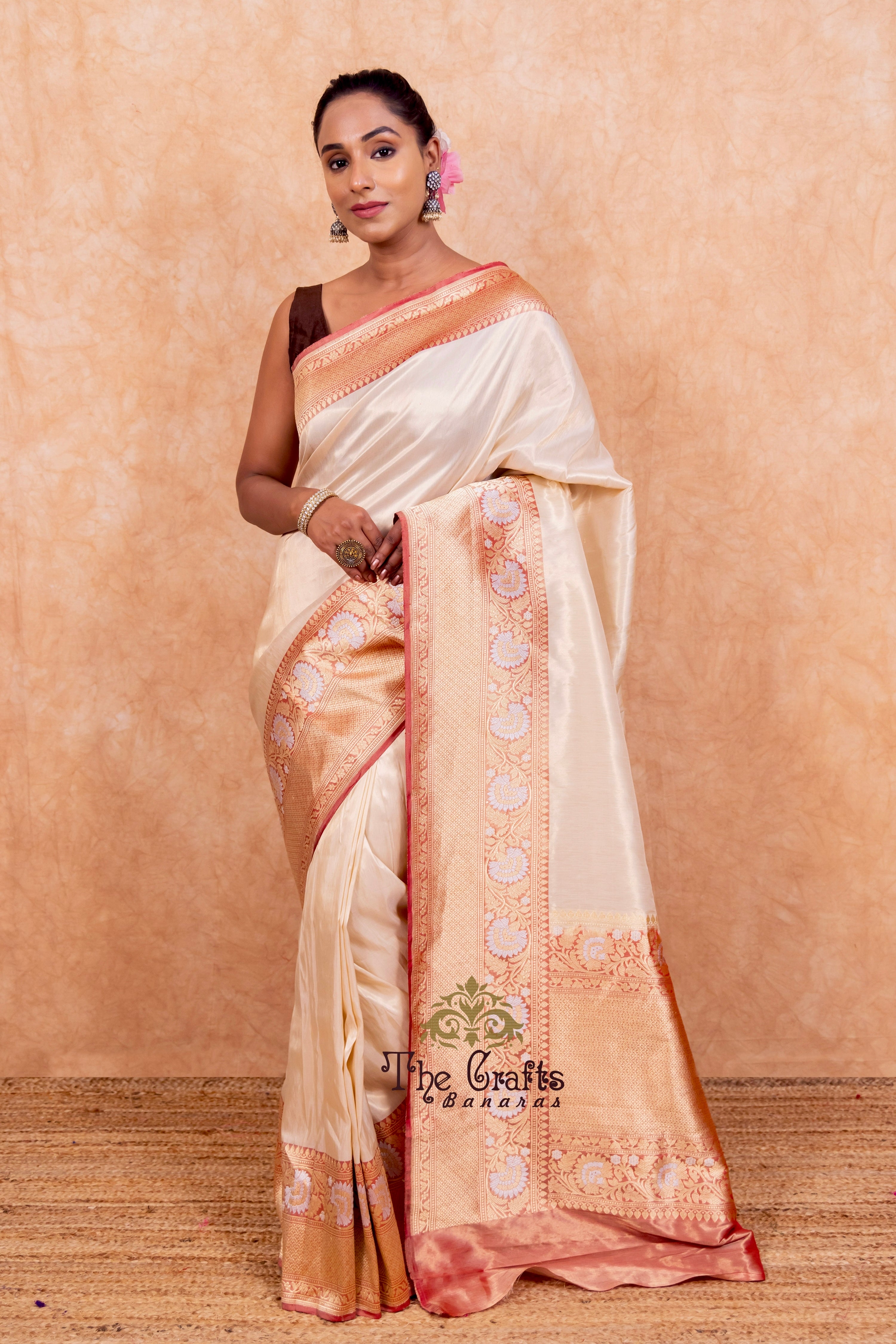 Pure Tissue Silk Handloom Banarasi Saree with kadhua sona roopa border