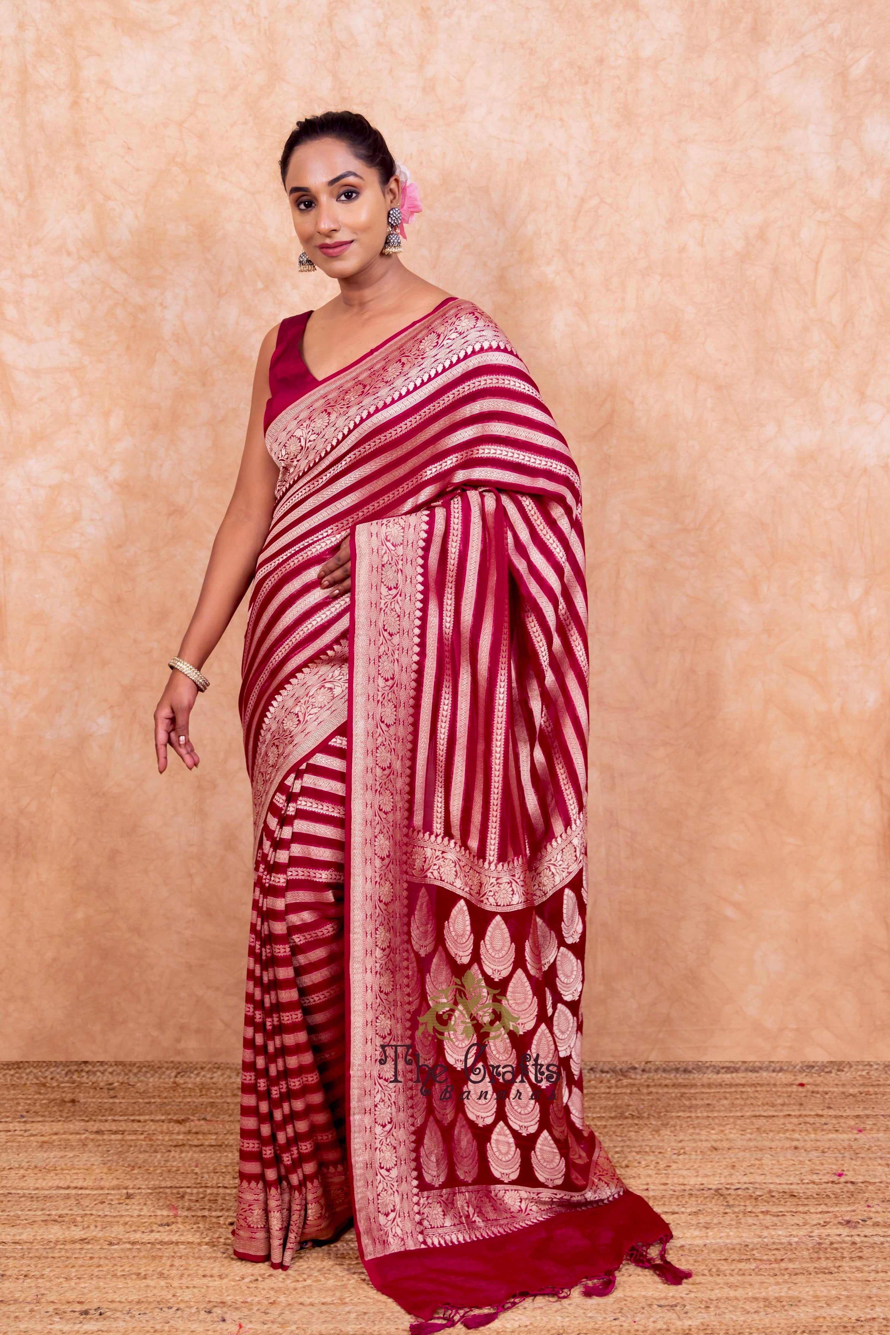 Khaddi Georgette Banarasi Saree - Water Zari