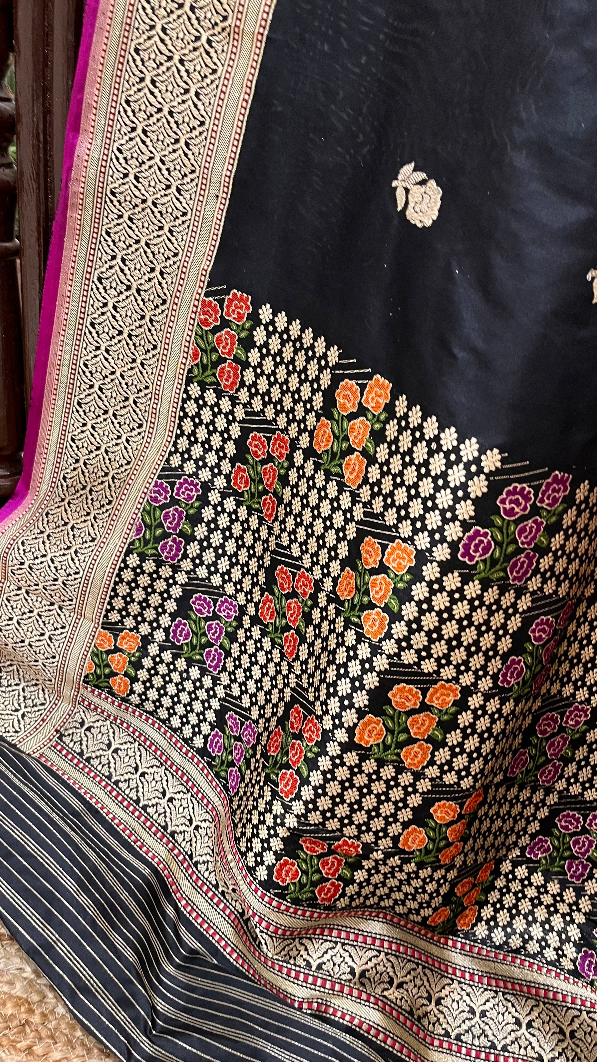 Pure Katan Silk Handloom Banarasi Saree - with Kadhua Meenakari Work