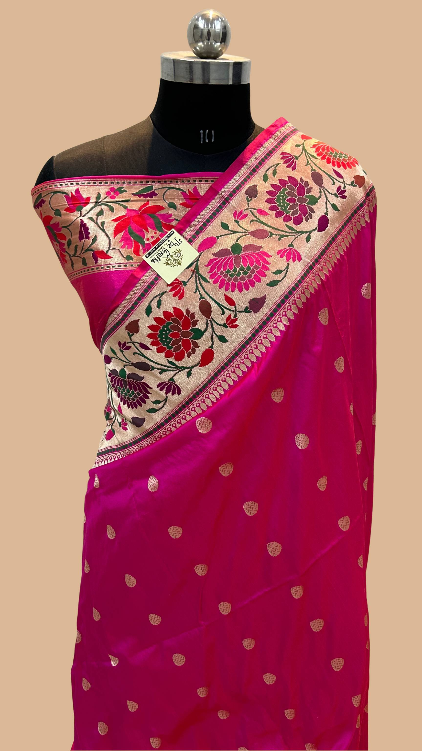 Pure Katan Silk Handloom Banarasi Saree - with paithani meenakari border