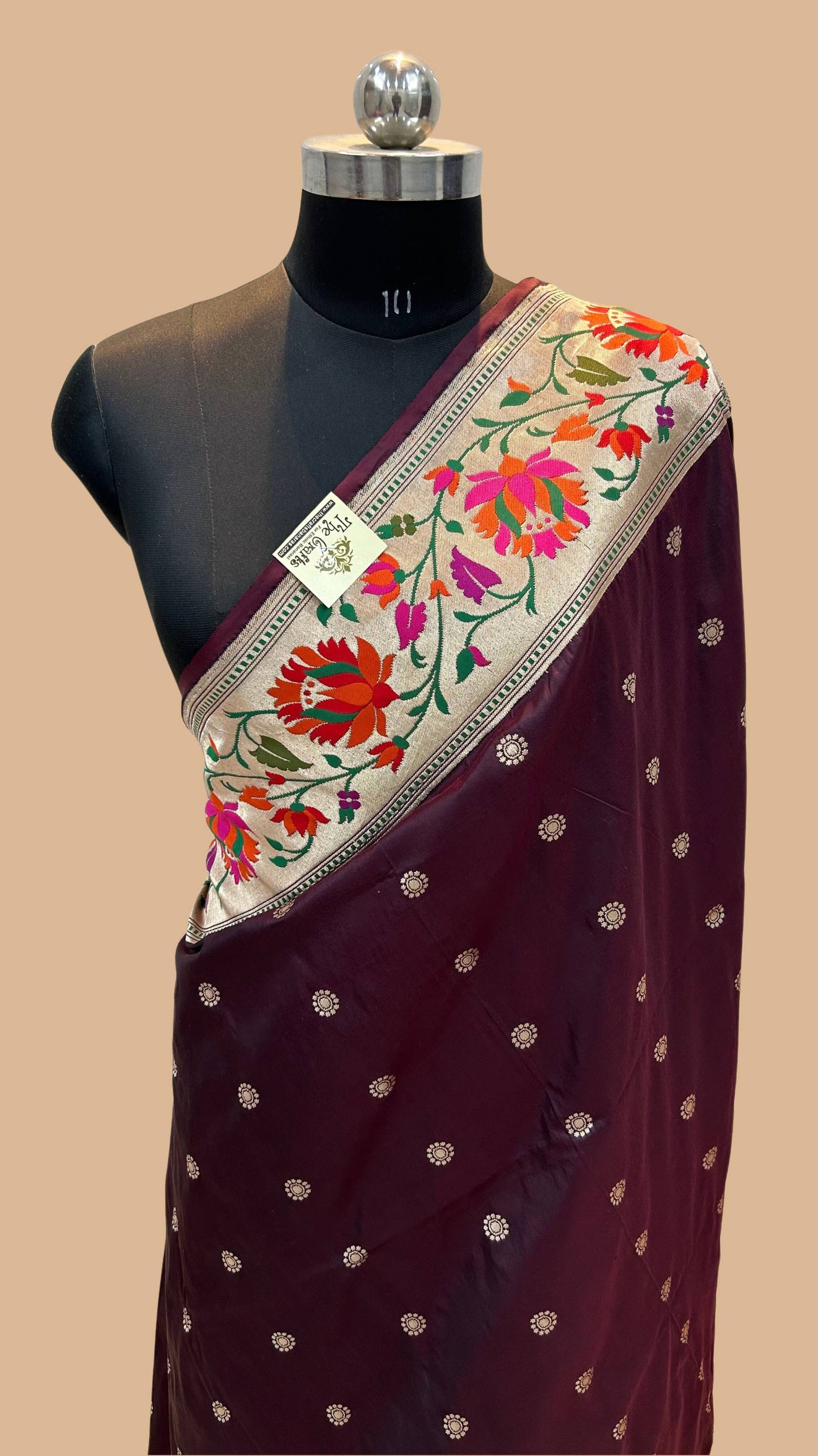 Pure Katan Silk Handloom Banarasi Saree - with paithani meenakari border