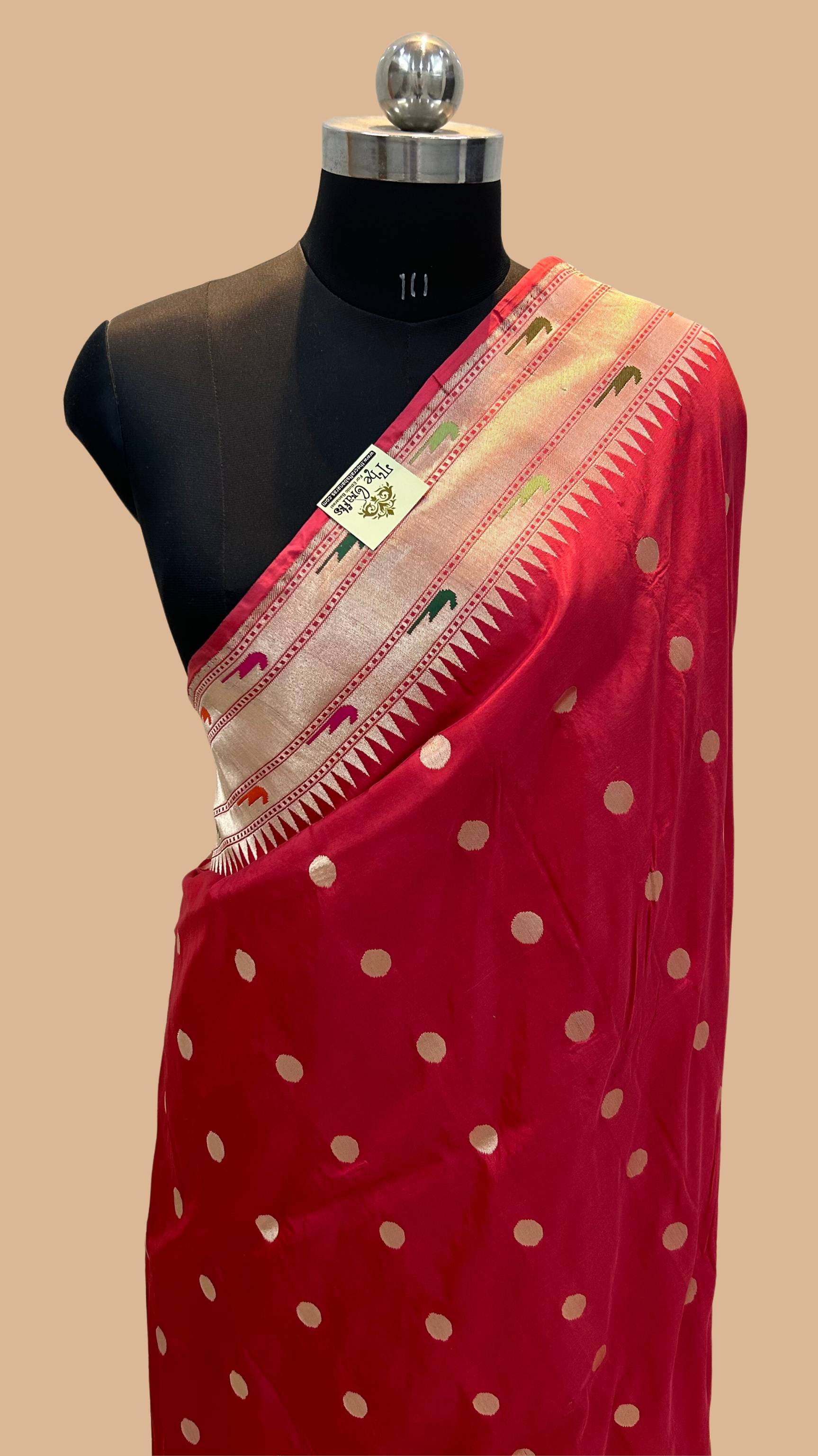 Pure Katan Silk Handloom Banarasi Saree - with paithani meenakari border