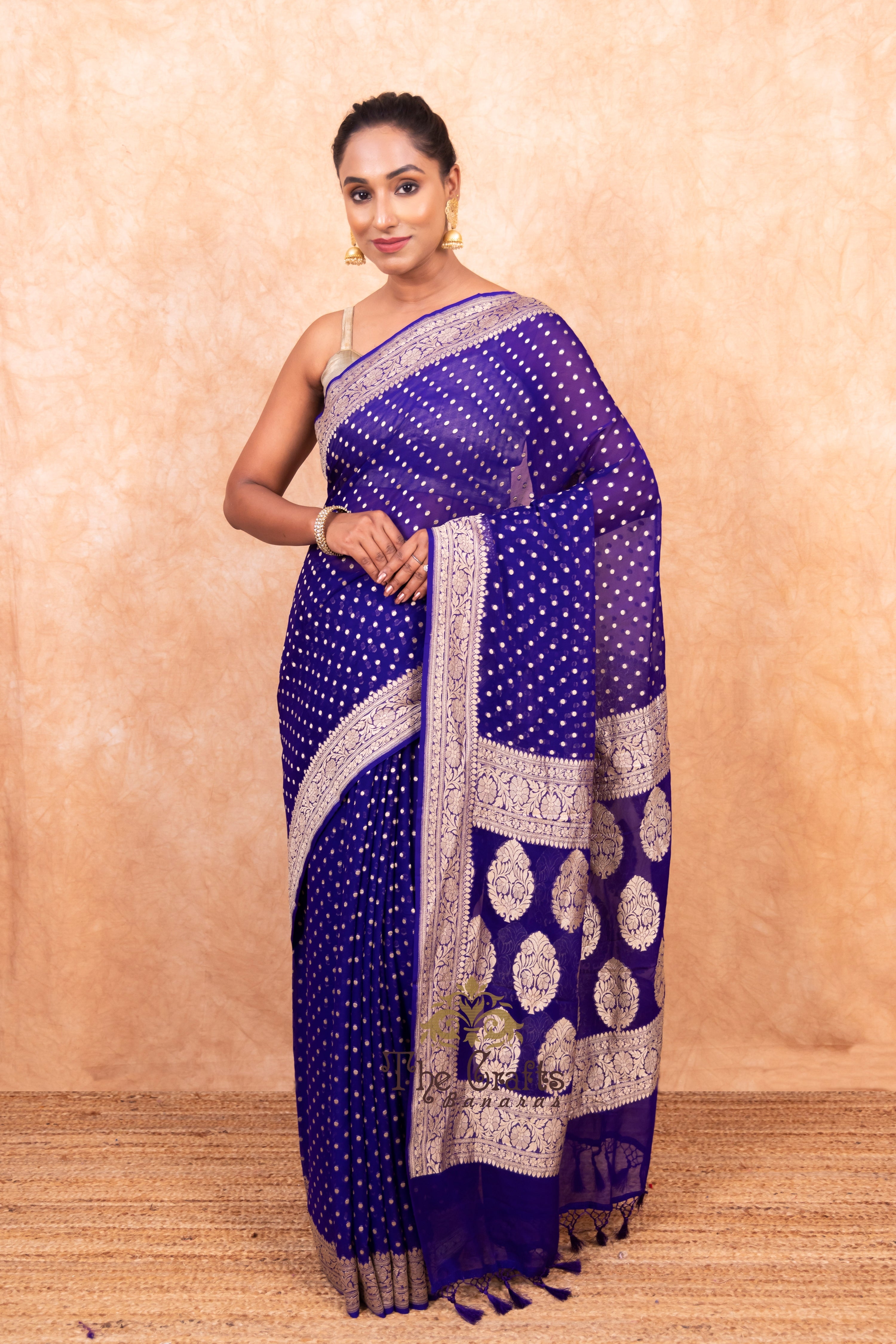 Khaddi Georgette Banarasi Saree - Gold Zari