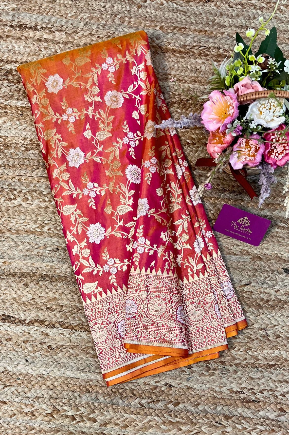 Pure Katan Silk Handloom Banarasi Saree - All over Sona Roopa Jaal work