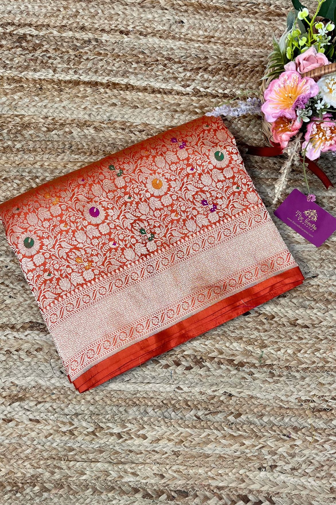 Pure Katan Silk Handloom Banarasi Saree - Tanchui Brocade Meena