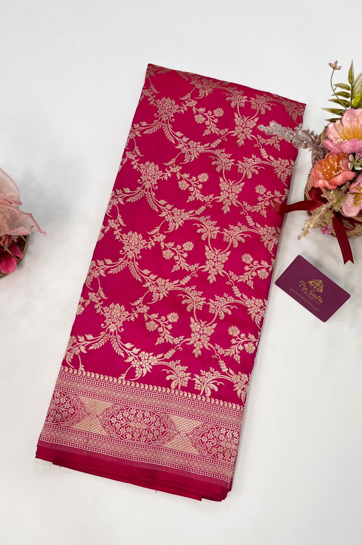 Pure Katan Silk Handloom Banarasi Saree - Jaal work