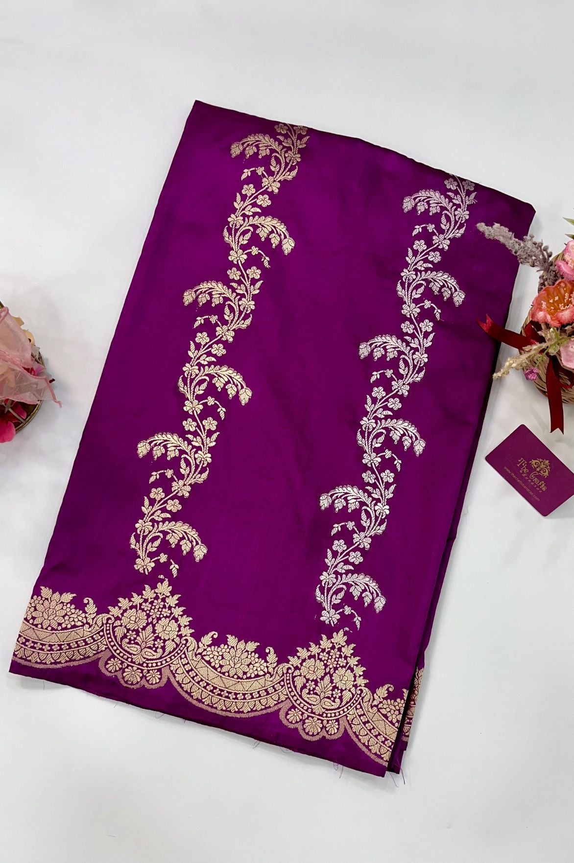 Pure Katan Silk Handloom Banarasi Saree - Sona roopa with kadhua work