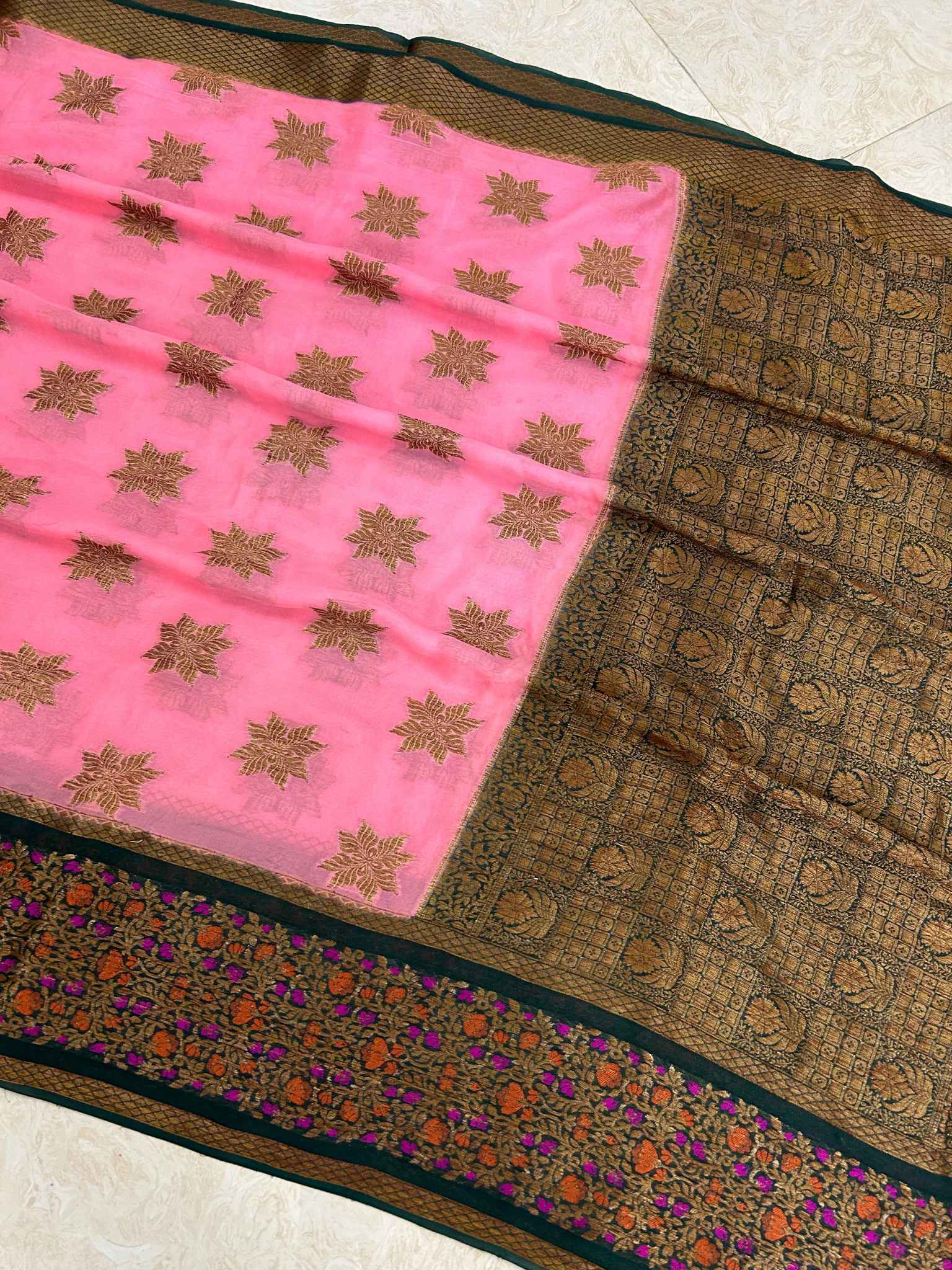 Pure Khaddi Chiffon Banarasi Saree