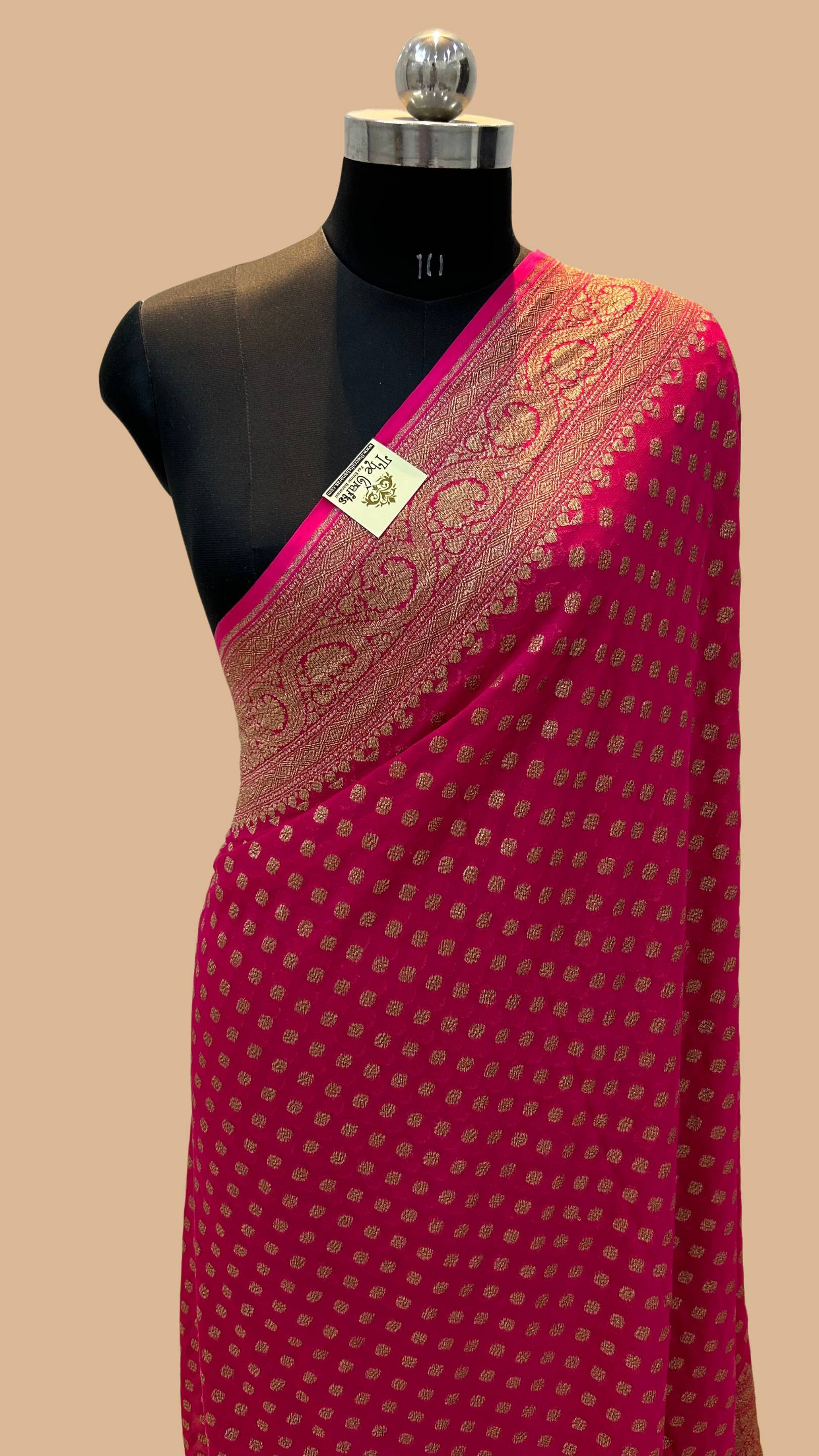 Khaddi Georgette Banarasi Saree - Antique Zari