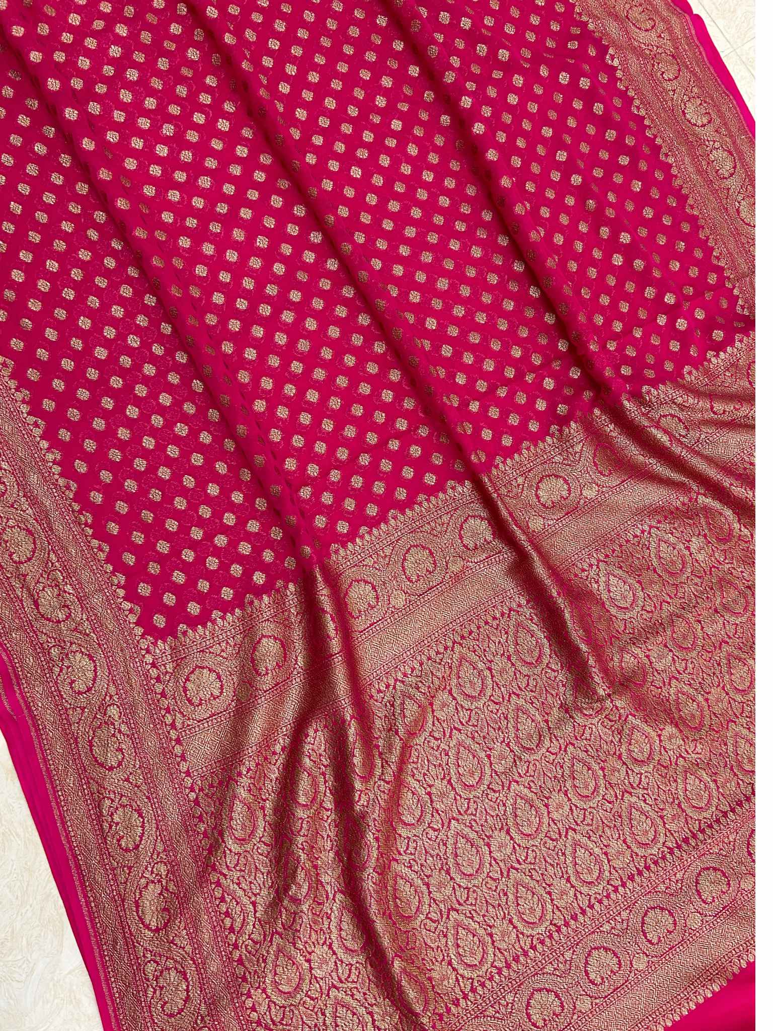 Khaddi Georgette Banarasi Saree - Antique Zari