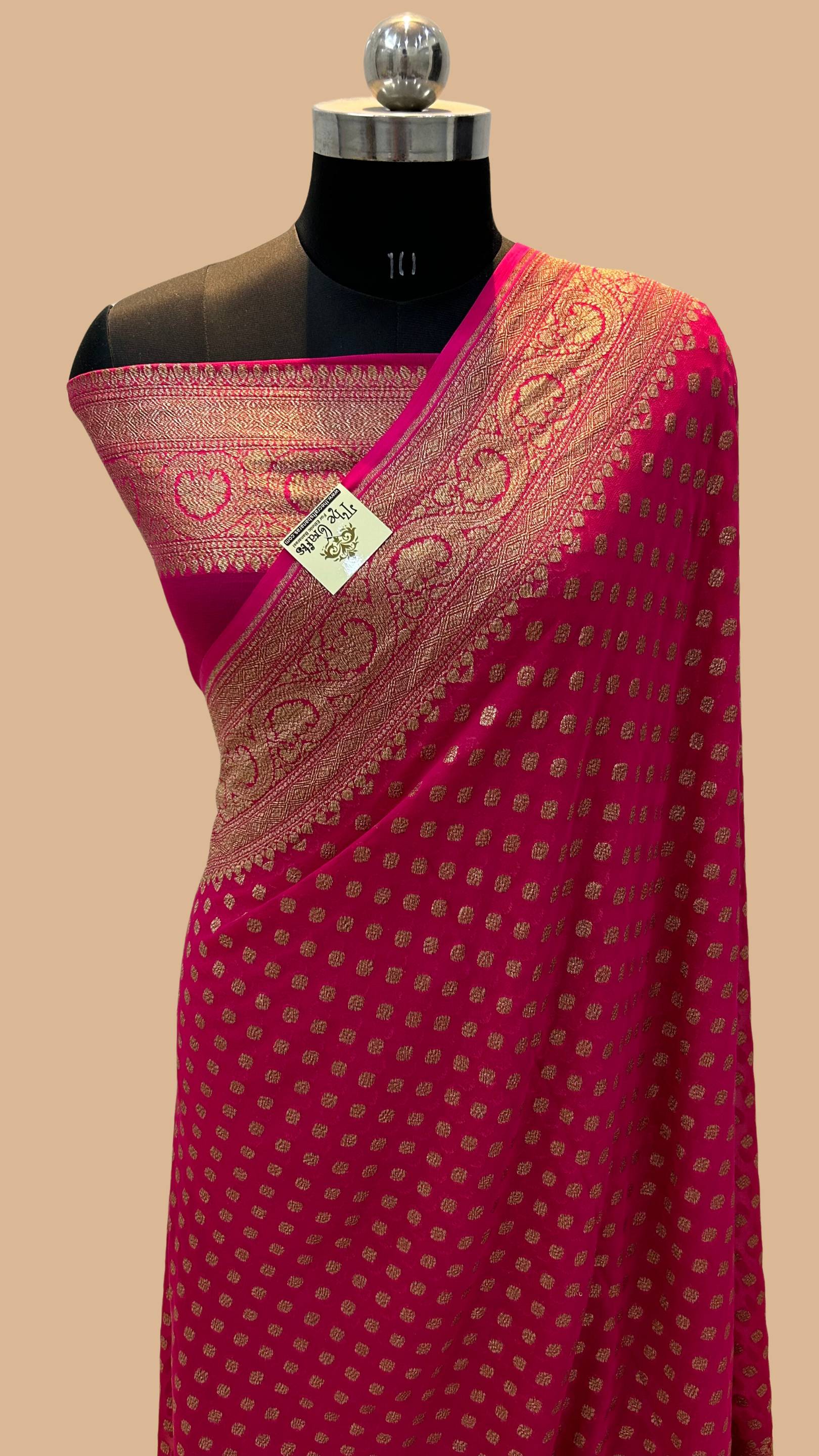 Khaddi Georgette Banarasi Saree - Antique Zari