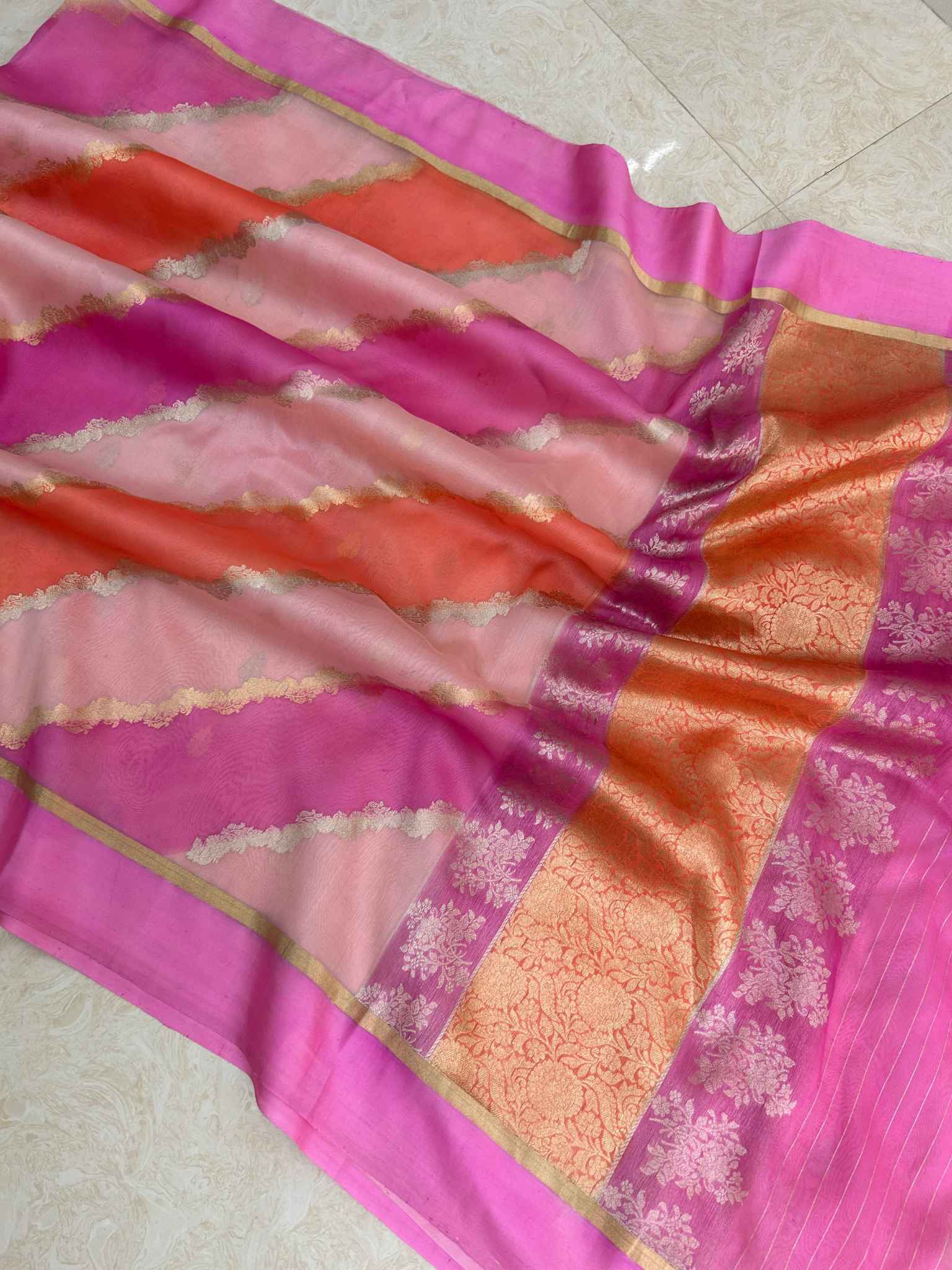 Pure Kora Silk Handloom Banarasi Saree