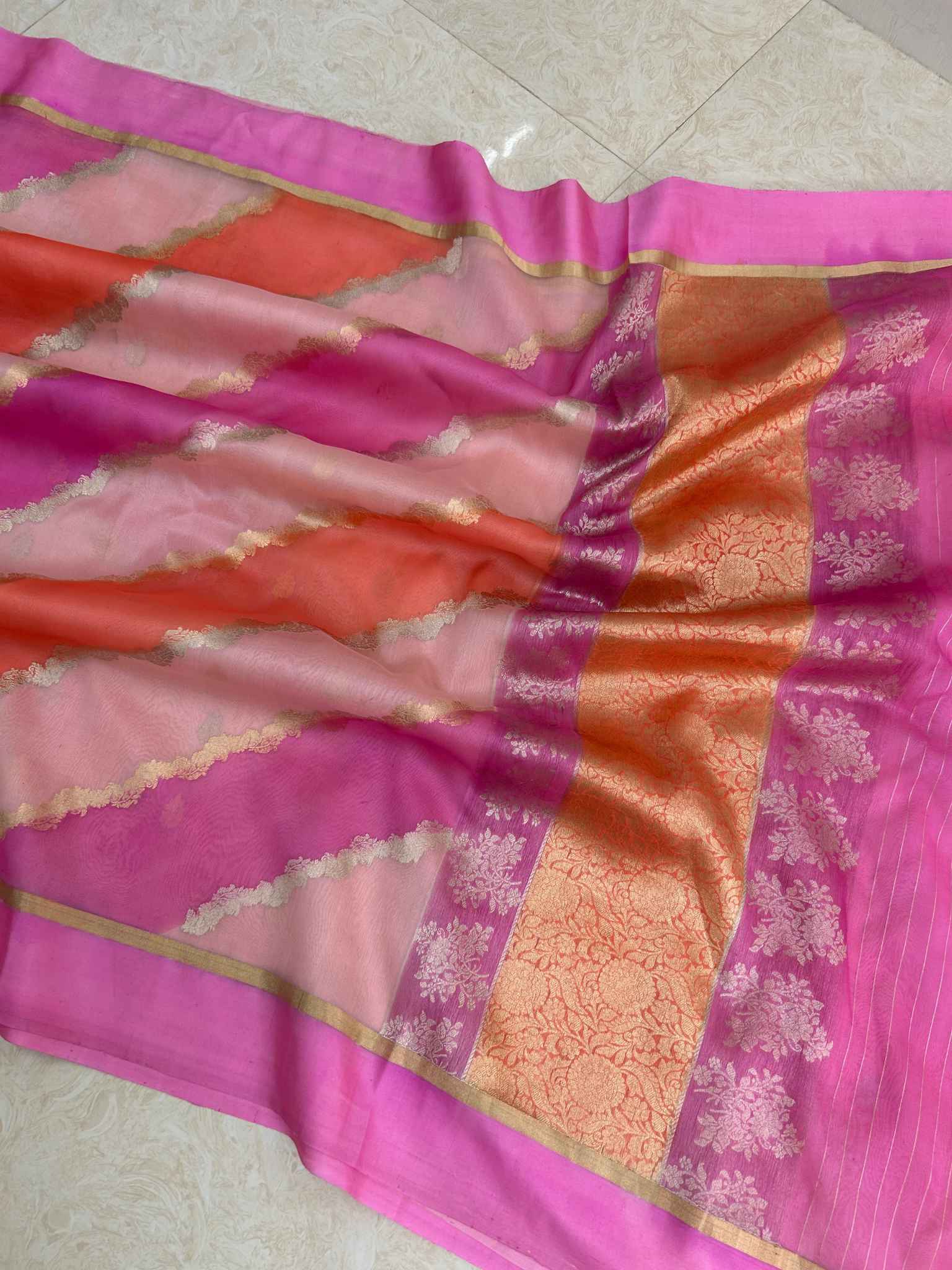 Pure Kora Silk Handloom Banarasi Saree