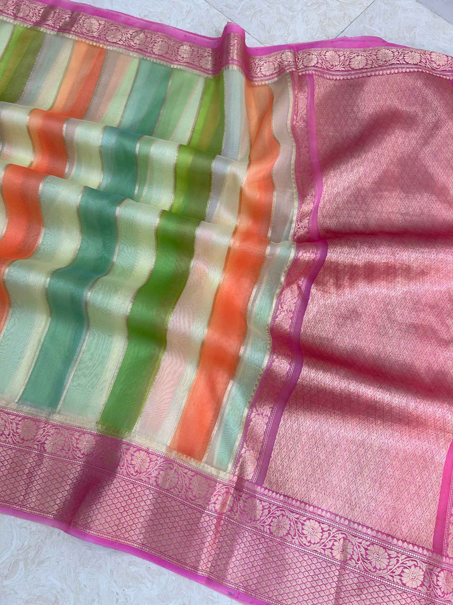 Pure Kora Silk Handloom Banarasi Saree