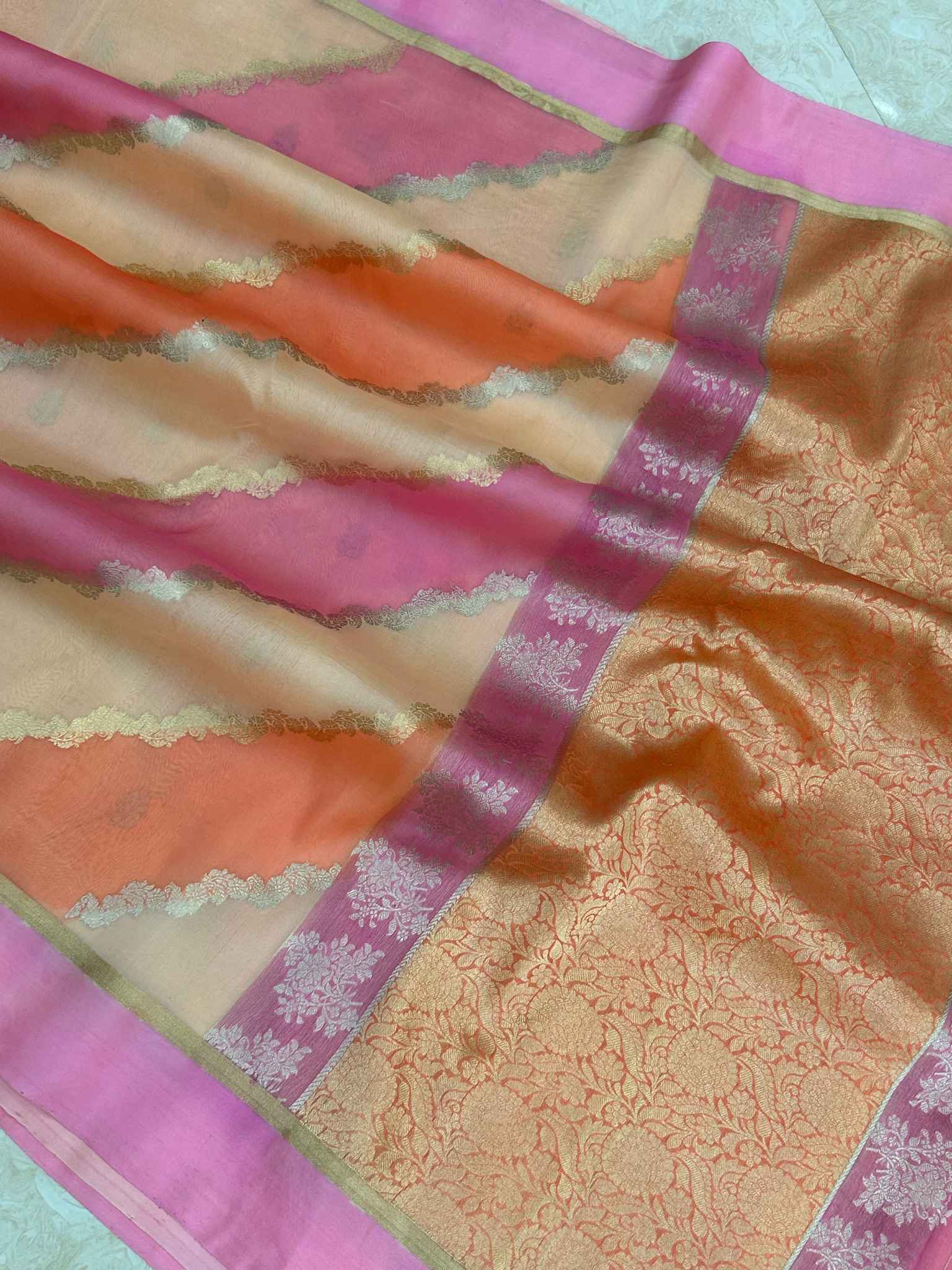 Pure Kora Silk Handloom Banarasi Saree