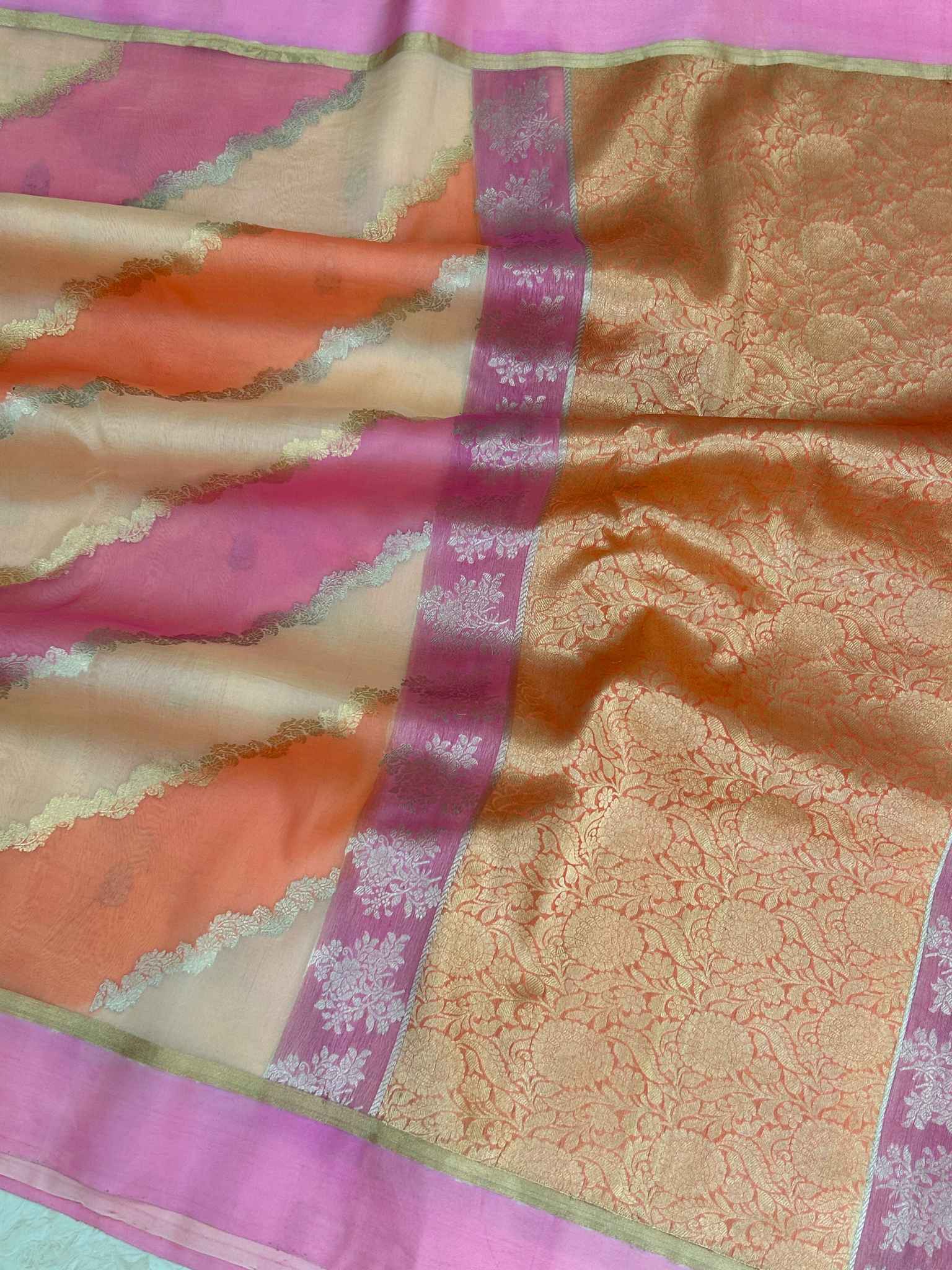 Pure Kora Silk Handloom Banarasi Saree